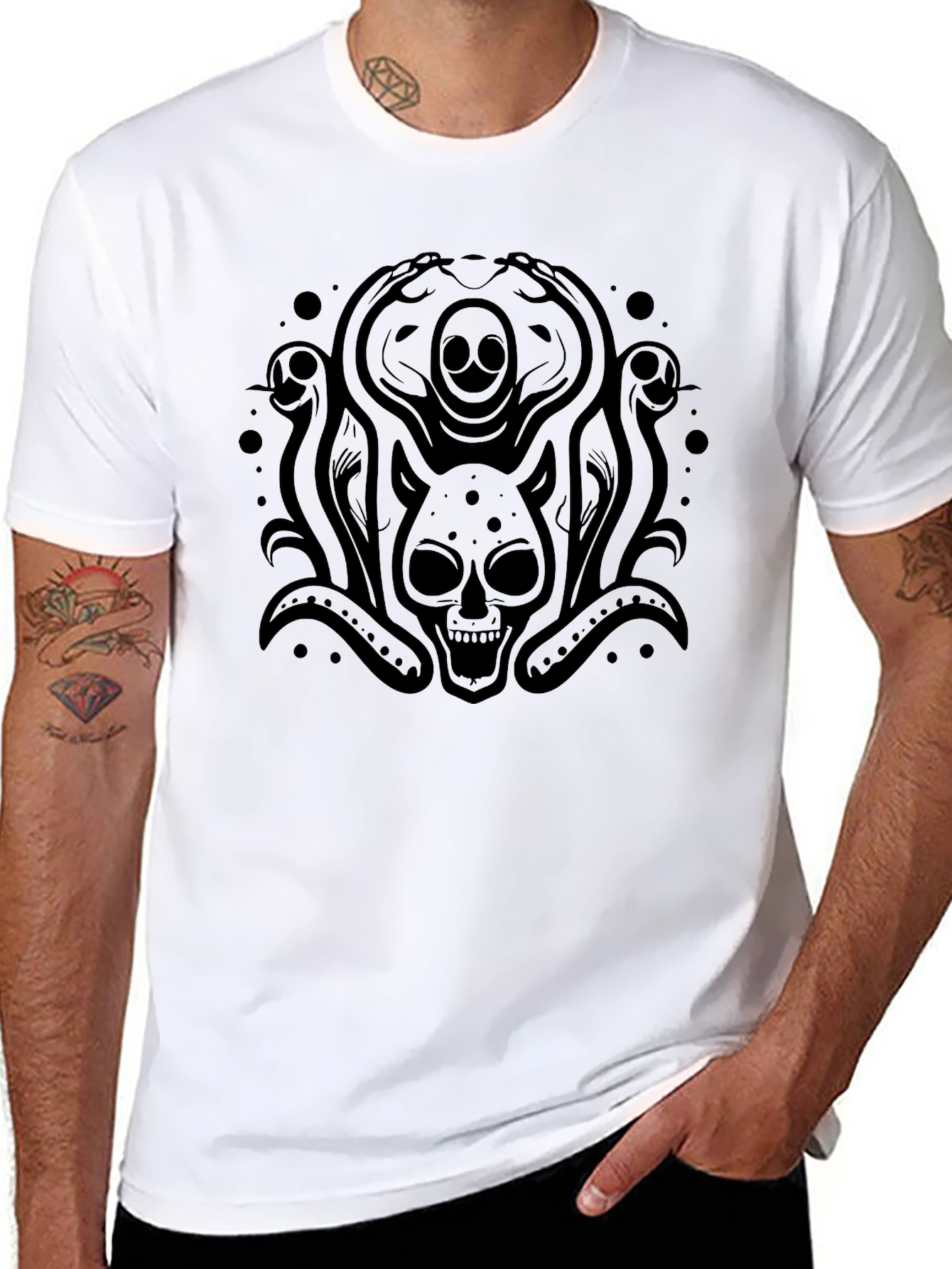 Skull Octopus Graphic Tee - Mens Black T-Shirt