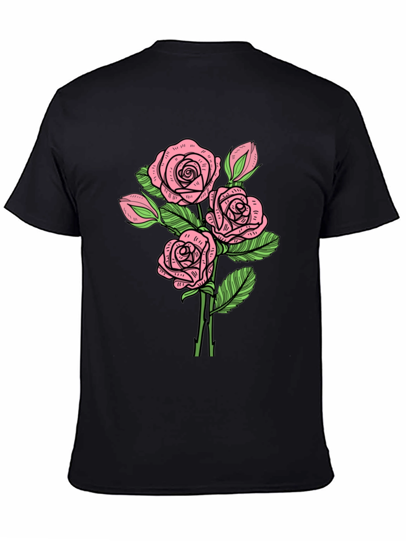Floral Rose Print Crew Neck T-Shirt