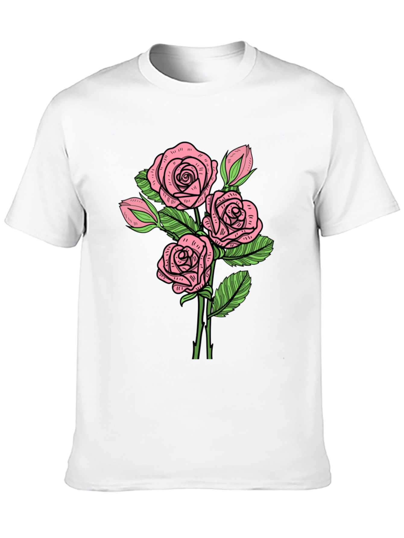 Floral Rose Print Crew Neck T-Shirt