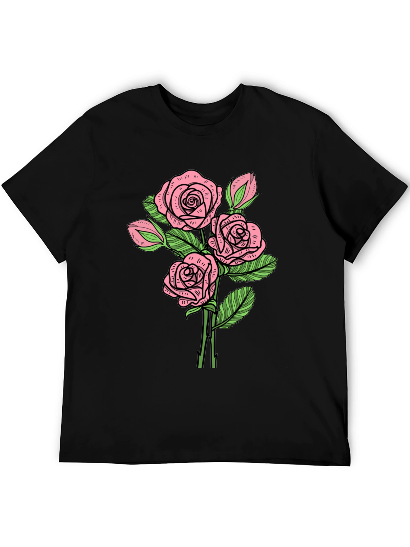 Floral Rose Print Crew Neck T-Shirt