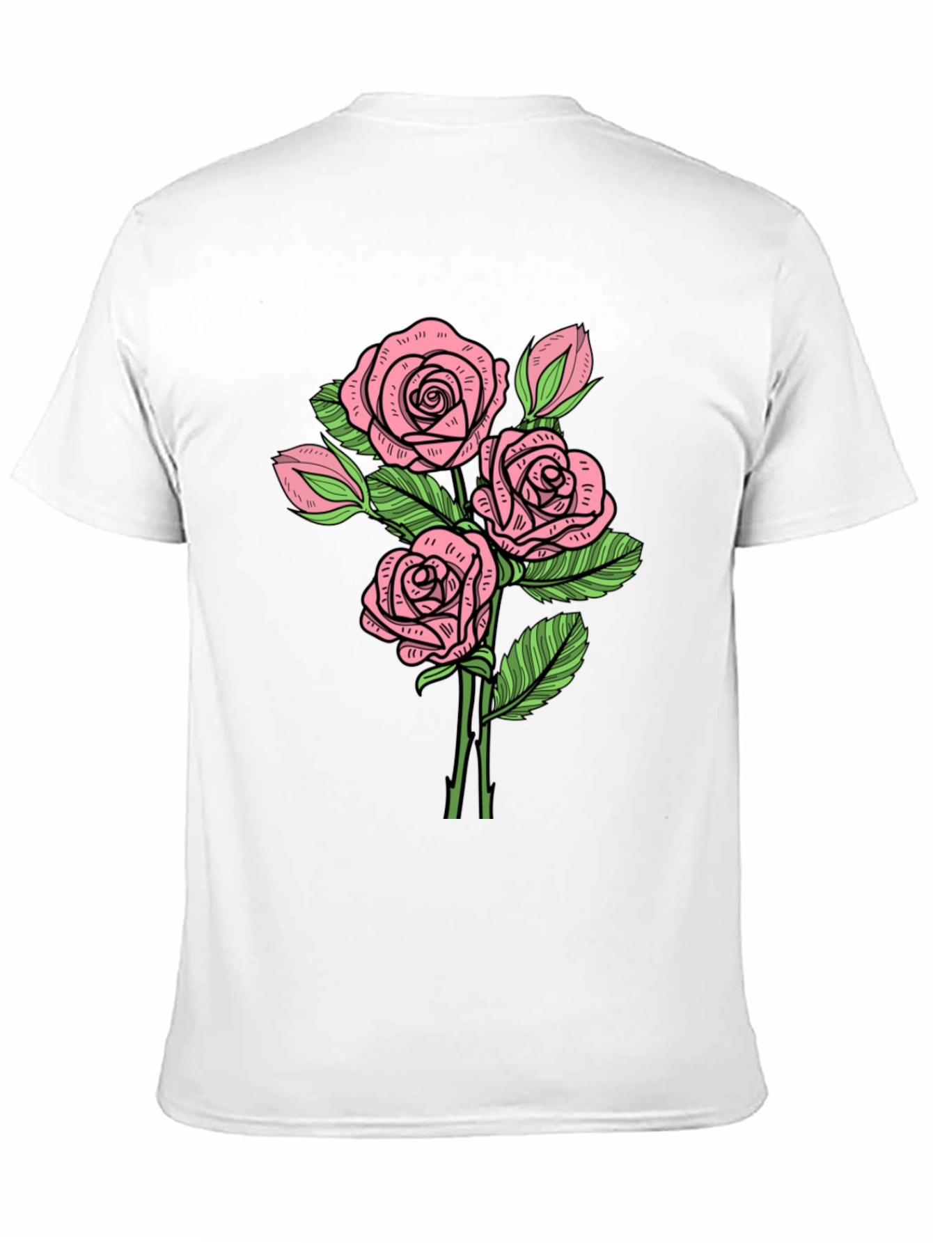 Floral Rose Print Crew Neck T-Shirt