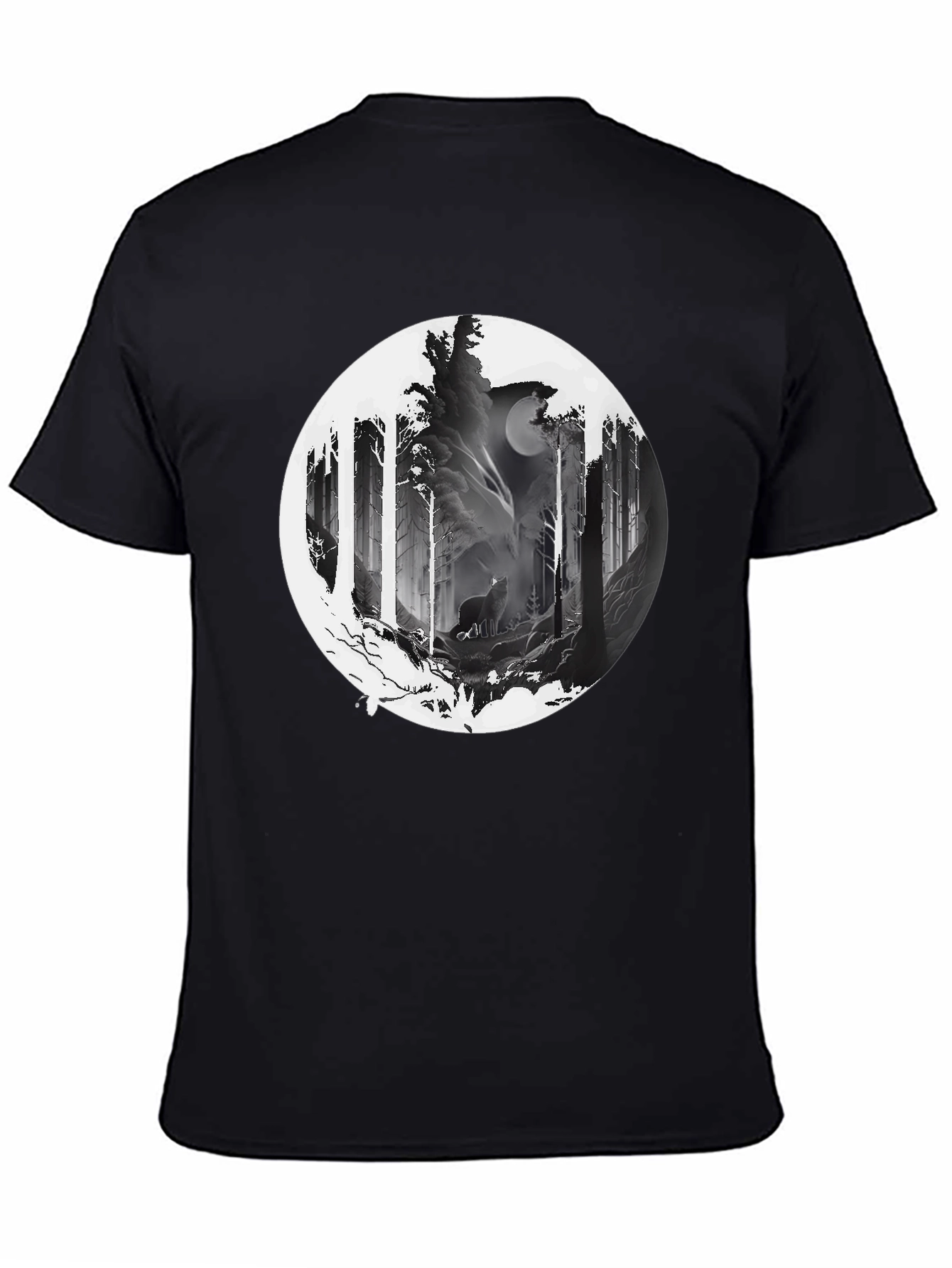 Wolf Moon Forest Graphic Tee - Black