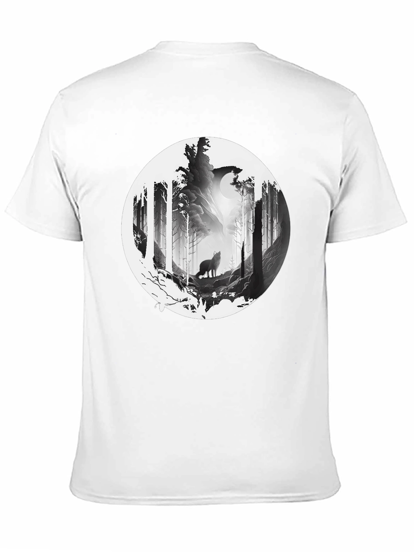 Wolf Moon Forest Graphic Tee - Black