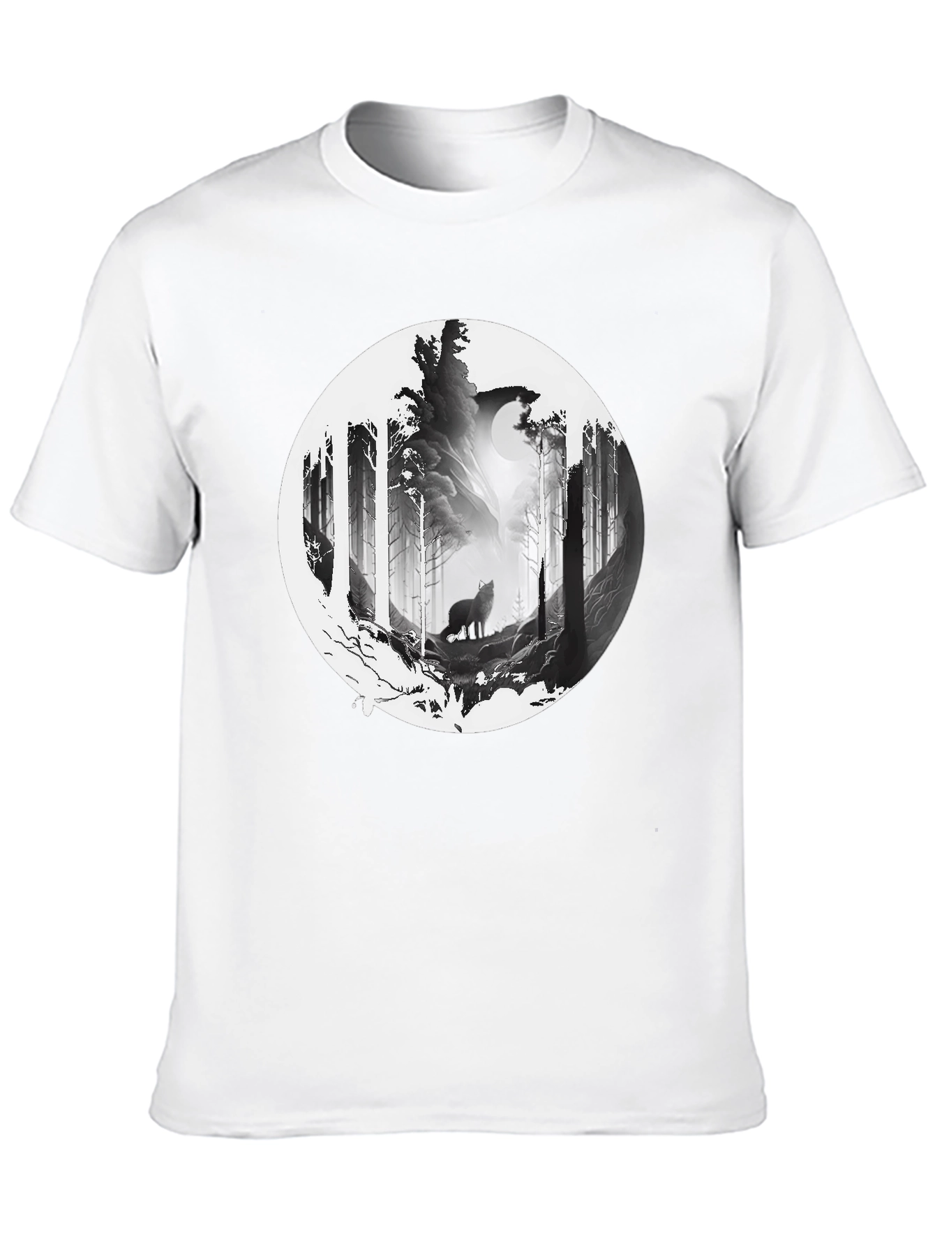 Wolf Moon Forest Graphic Tee - Black