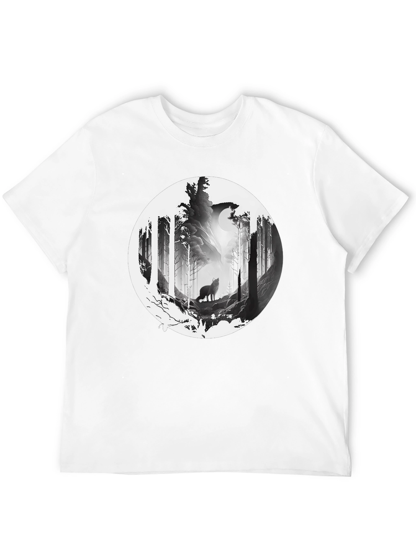 Wolf Moon Forest Graphic Tee - Black