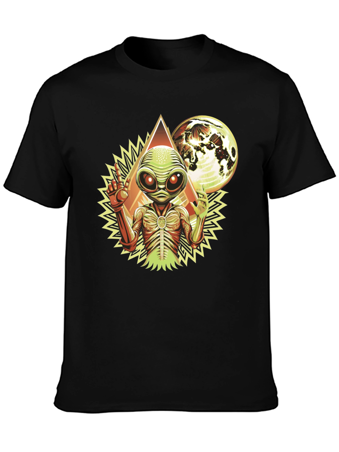 Alien Graphic Tee - Black Cotton Blend