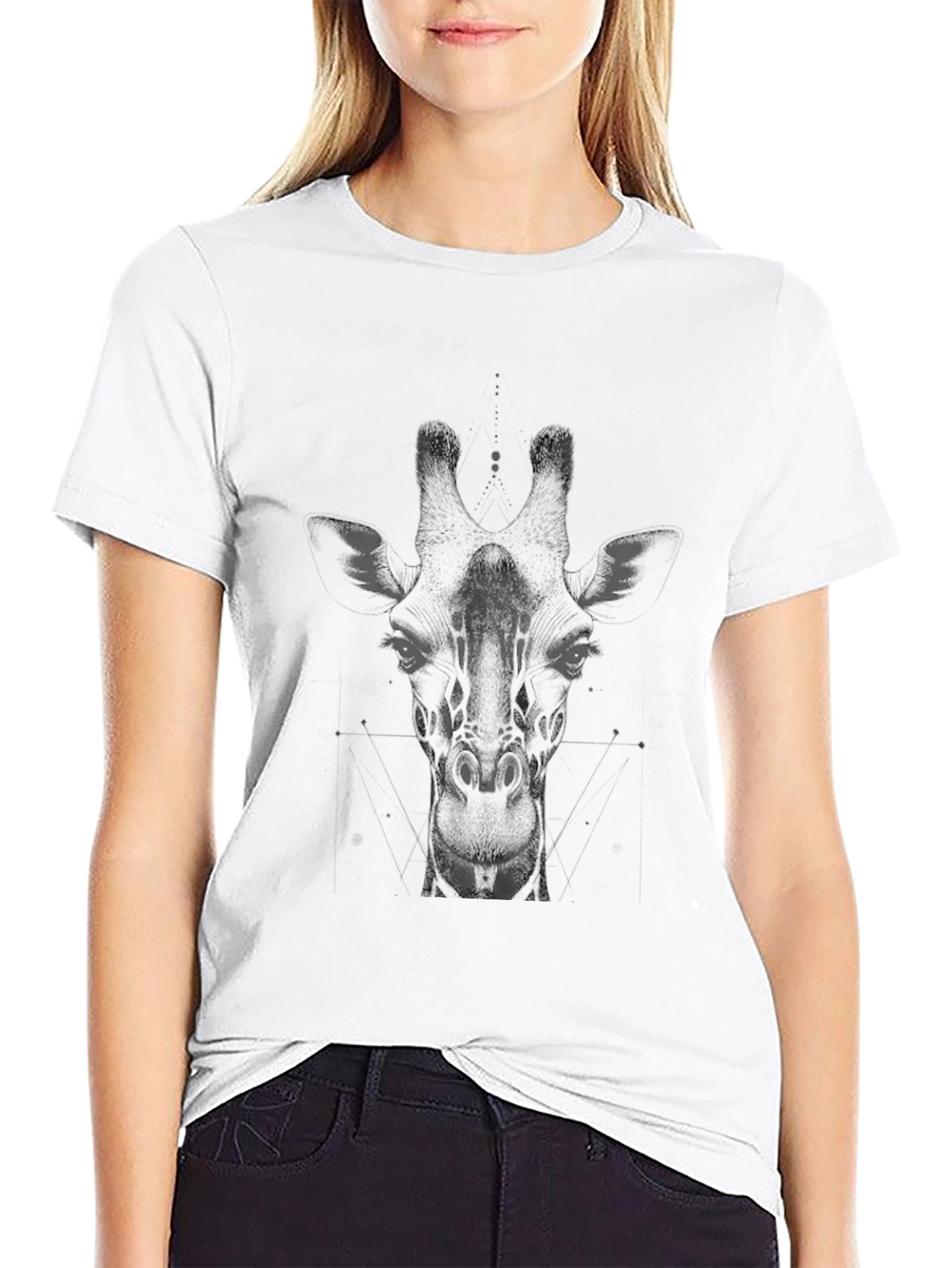Giraffe Graphic Print Mens T-Shirt - Black