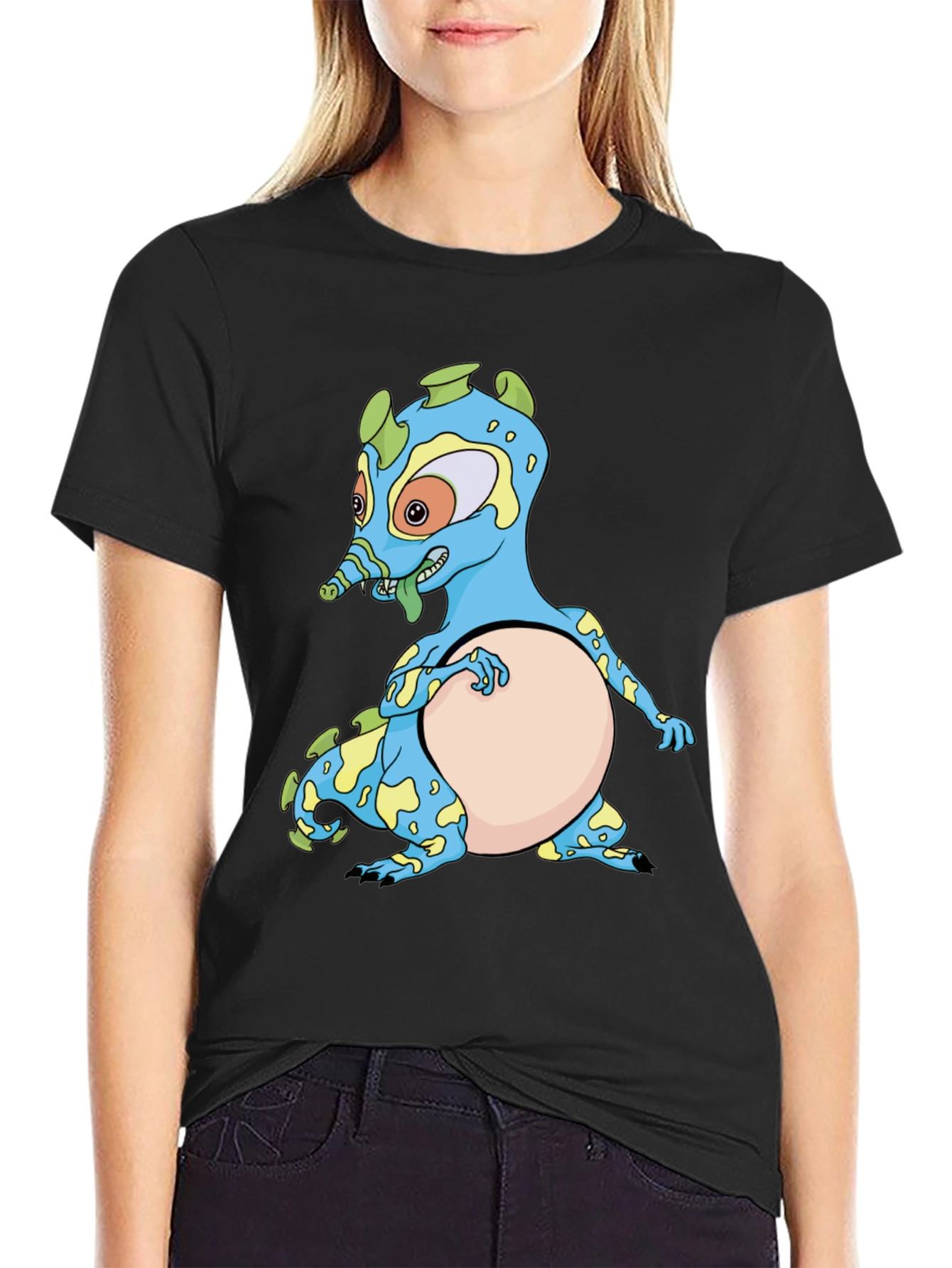 Cartoon Creature Black T-Shirt