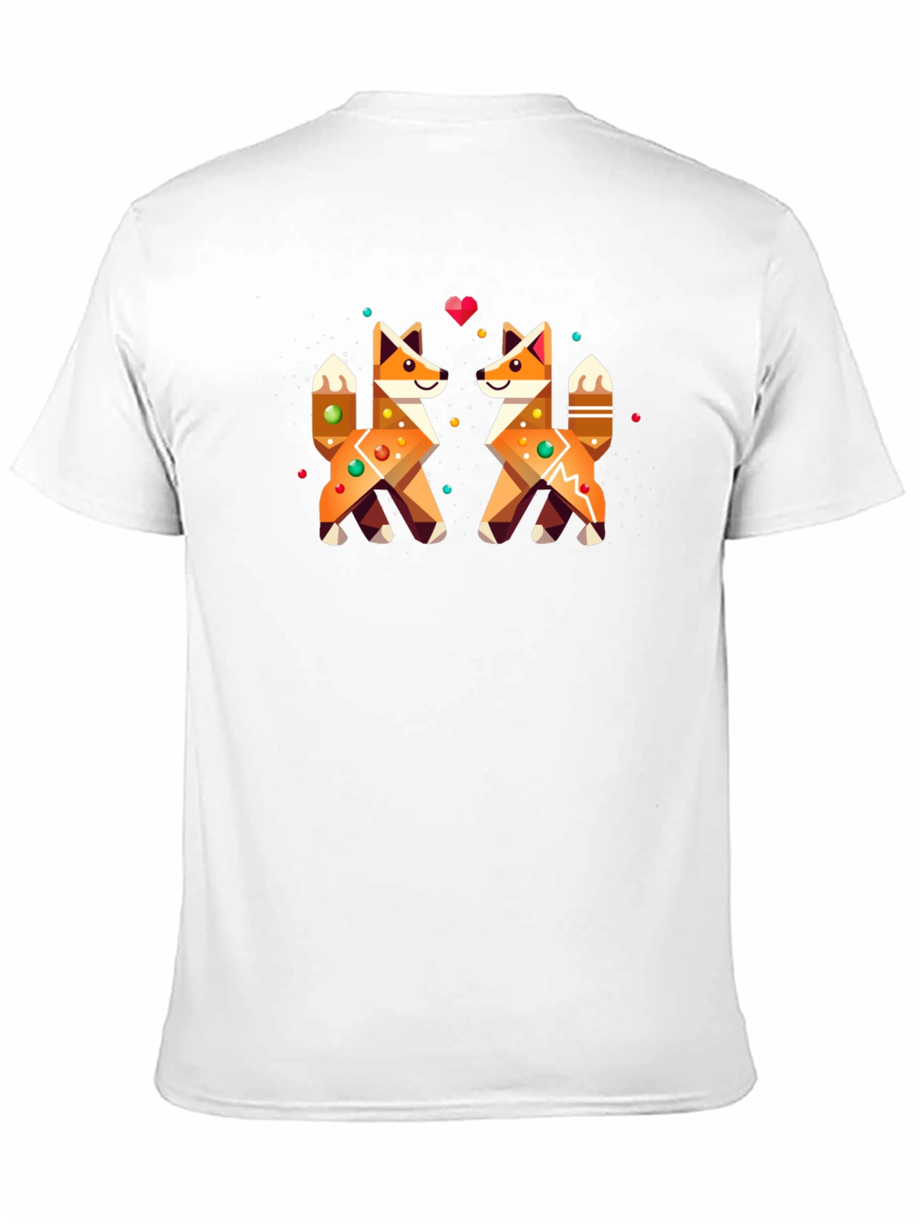Geometric Fox Love Graphic Black T-Shirt