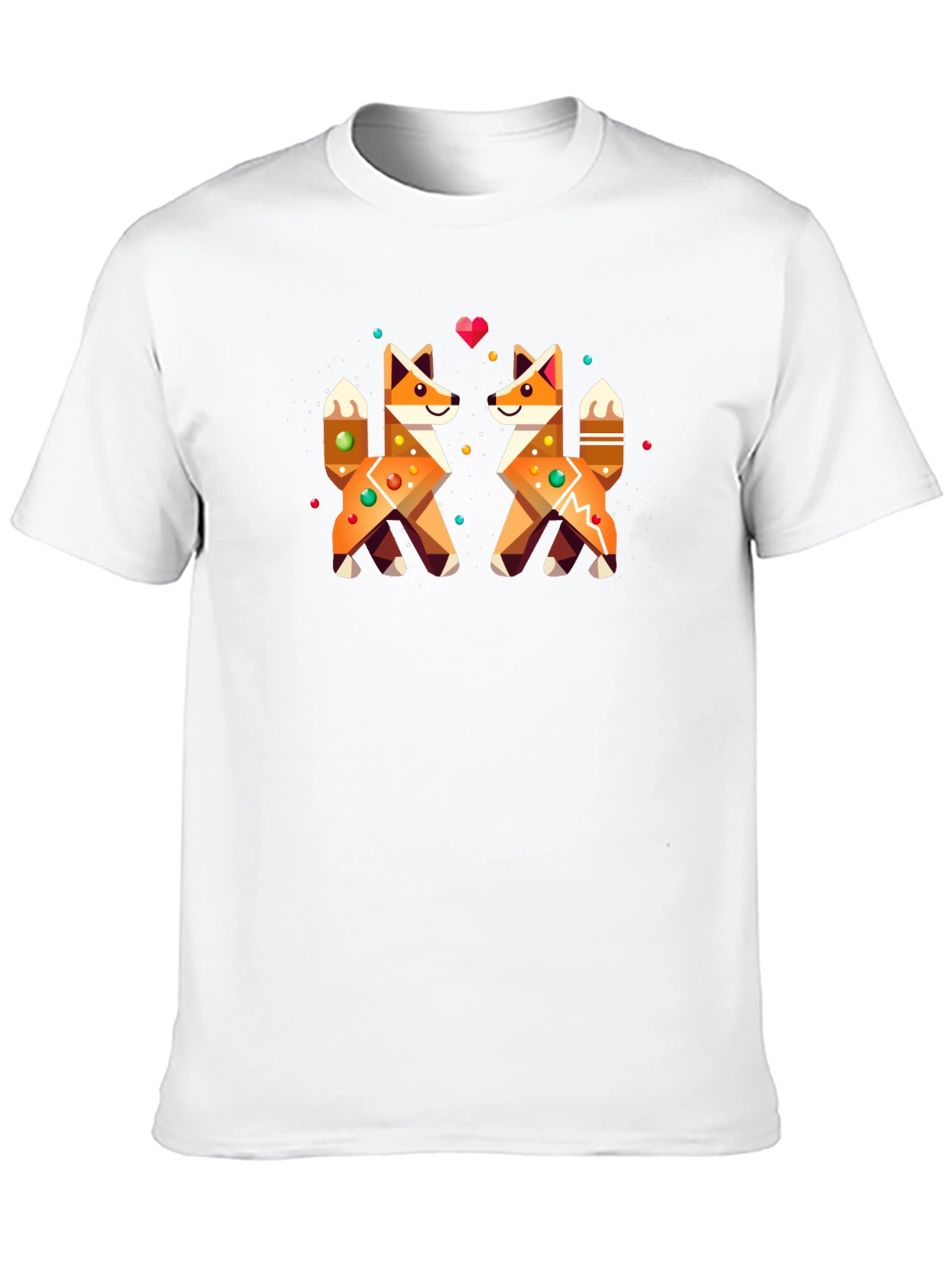 Geometric Fox Love Graphic Black T-Shirt