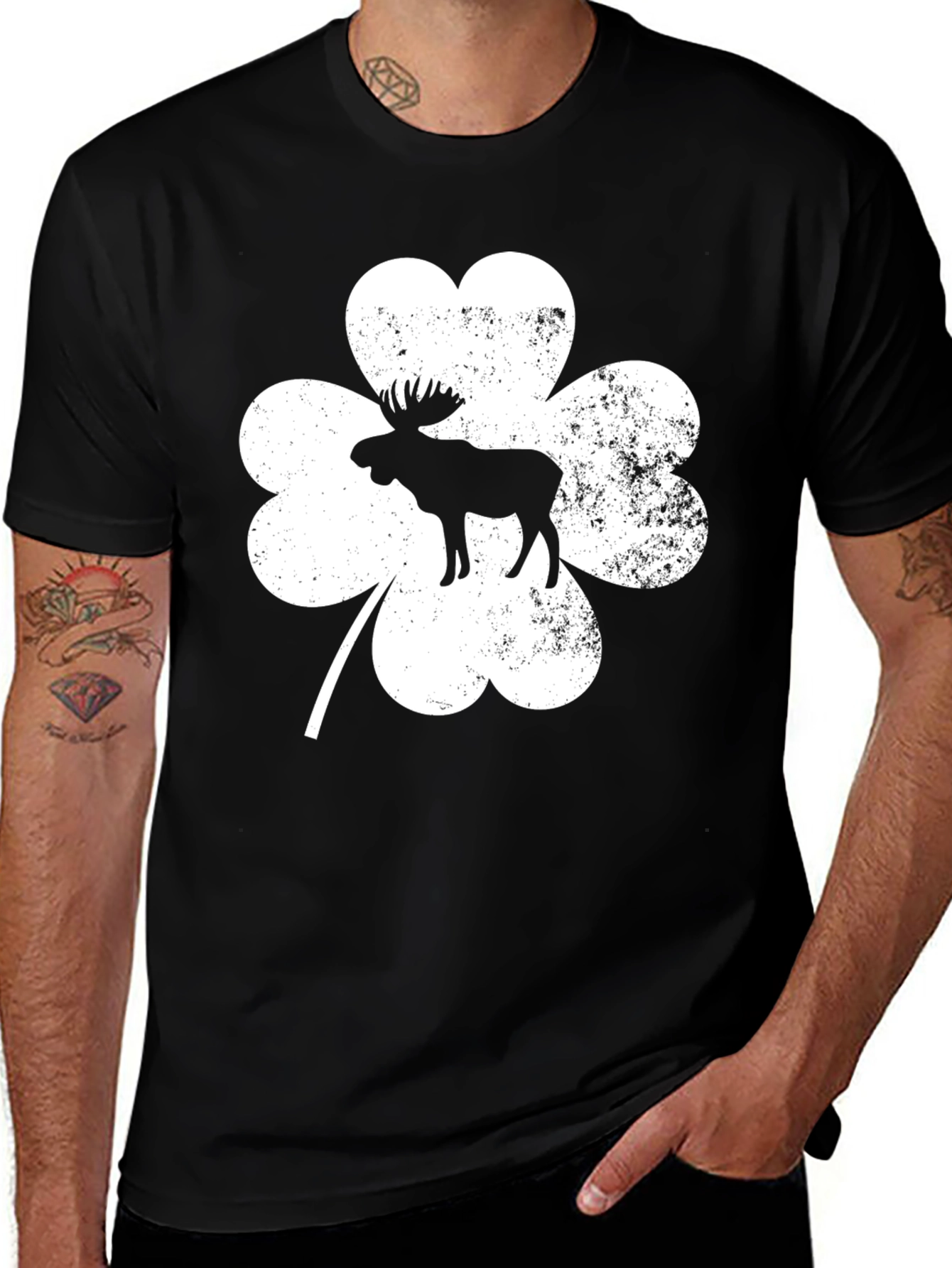 Moose Shamrock Graphic T-Shirt - St. Patricks Day Tee