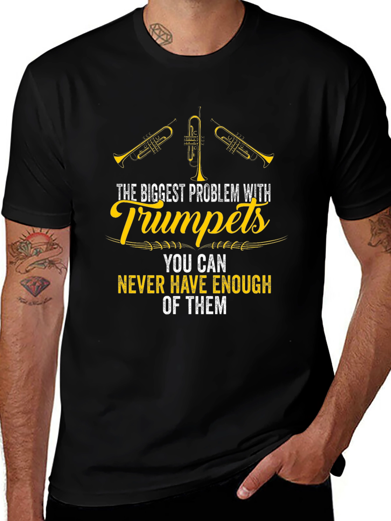 Trumpet Lover Black Graphic T-Shirt