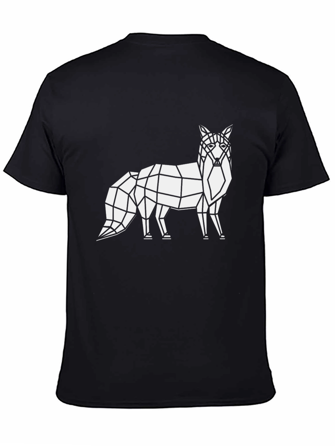 Geometric Fox Graphic Tee - Black Cotton T-Shirt