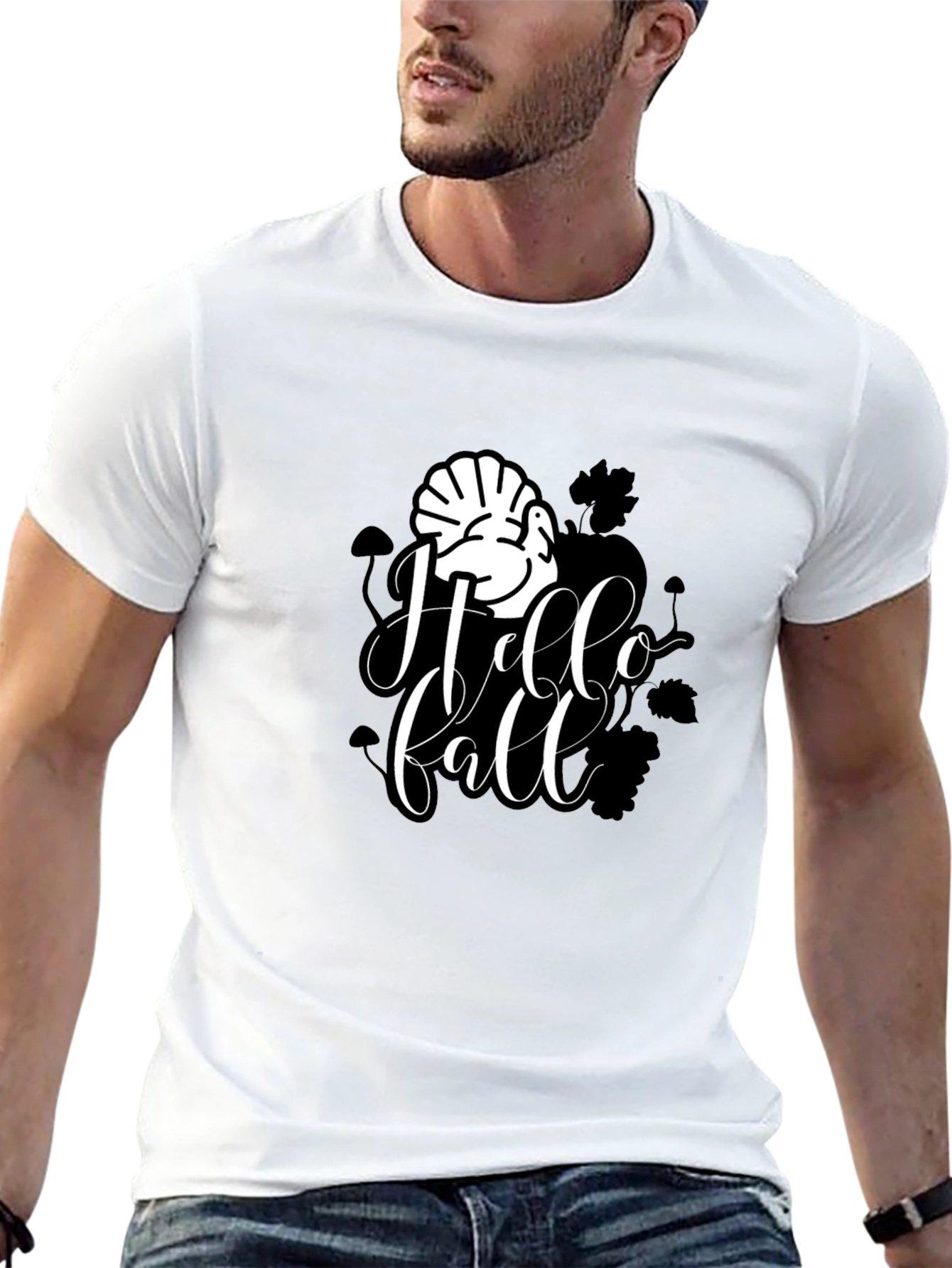 Hello Fall Turkey Graphic Tee - Thanksgiving T-Shirt