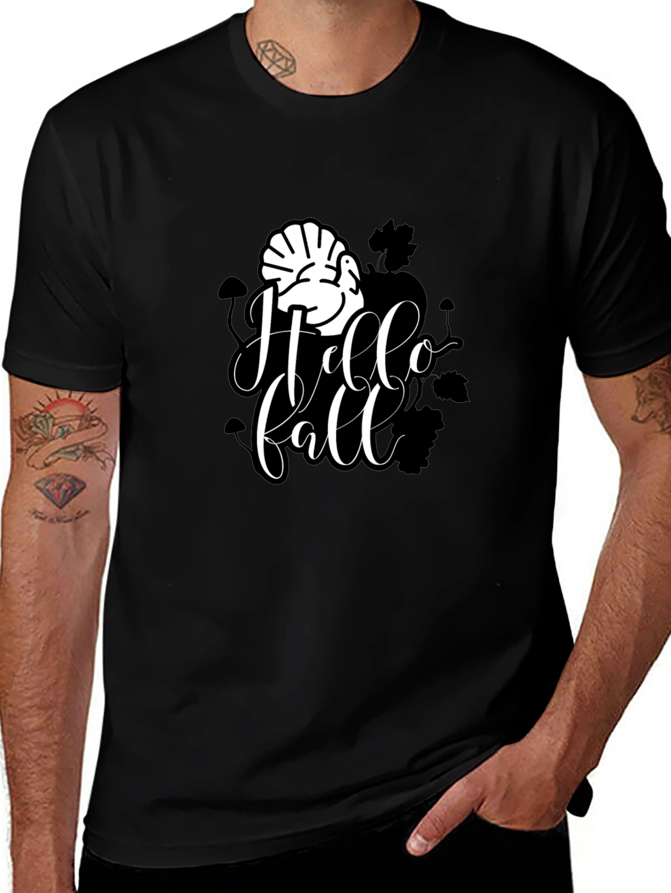 Hello Fall Turkey Graphic Tee - Thanksgiving T-Shirt