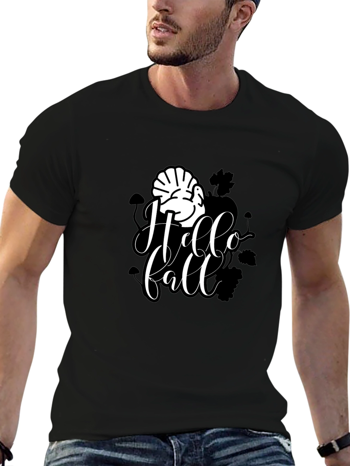 Hello Fall Turkey Graphic Tee - Thanksgiving T-Shirt