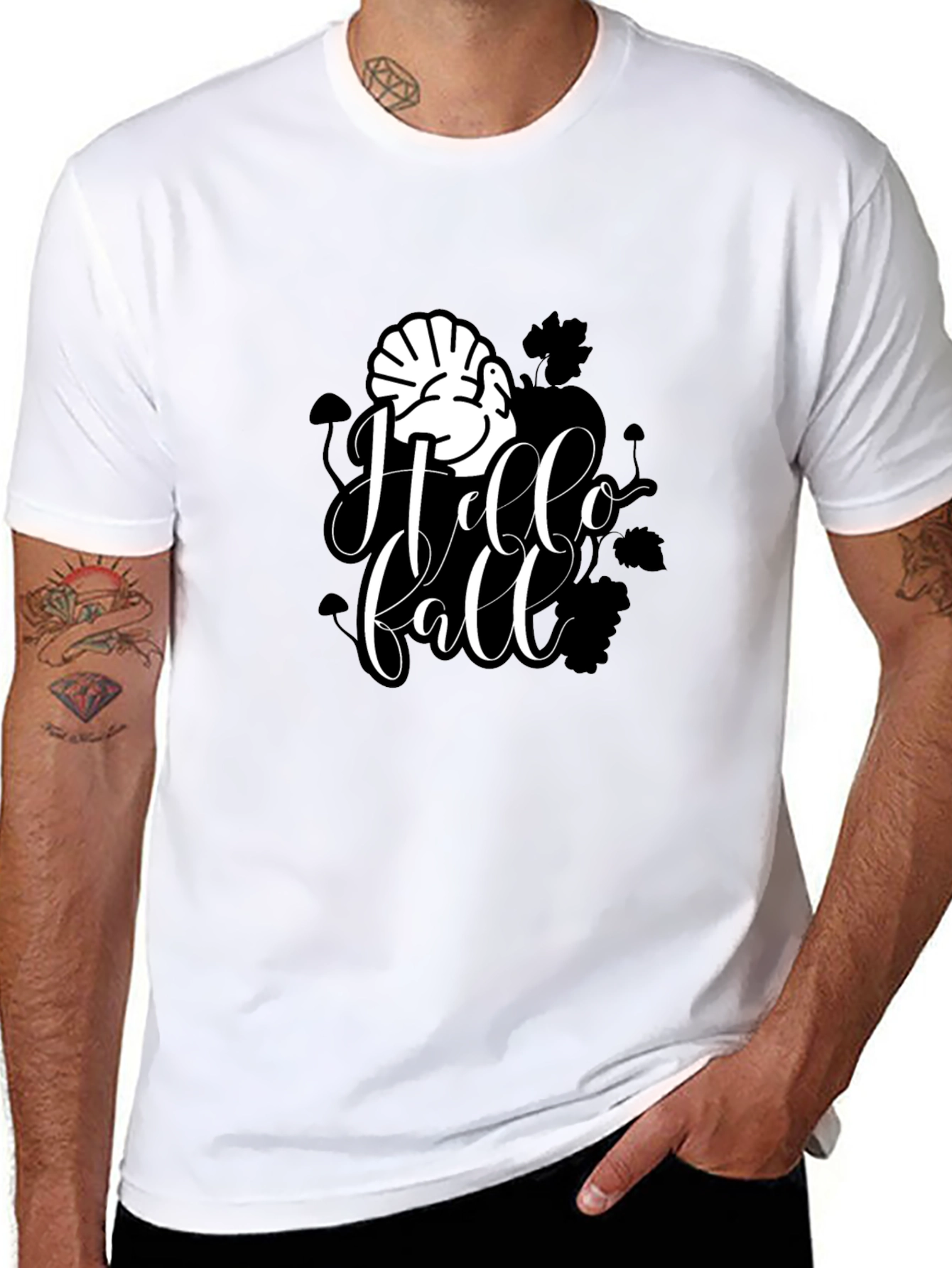 Hello Fall Turkey Graphic Tee - Thanksgiving T-Shirt