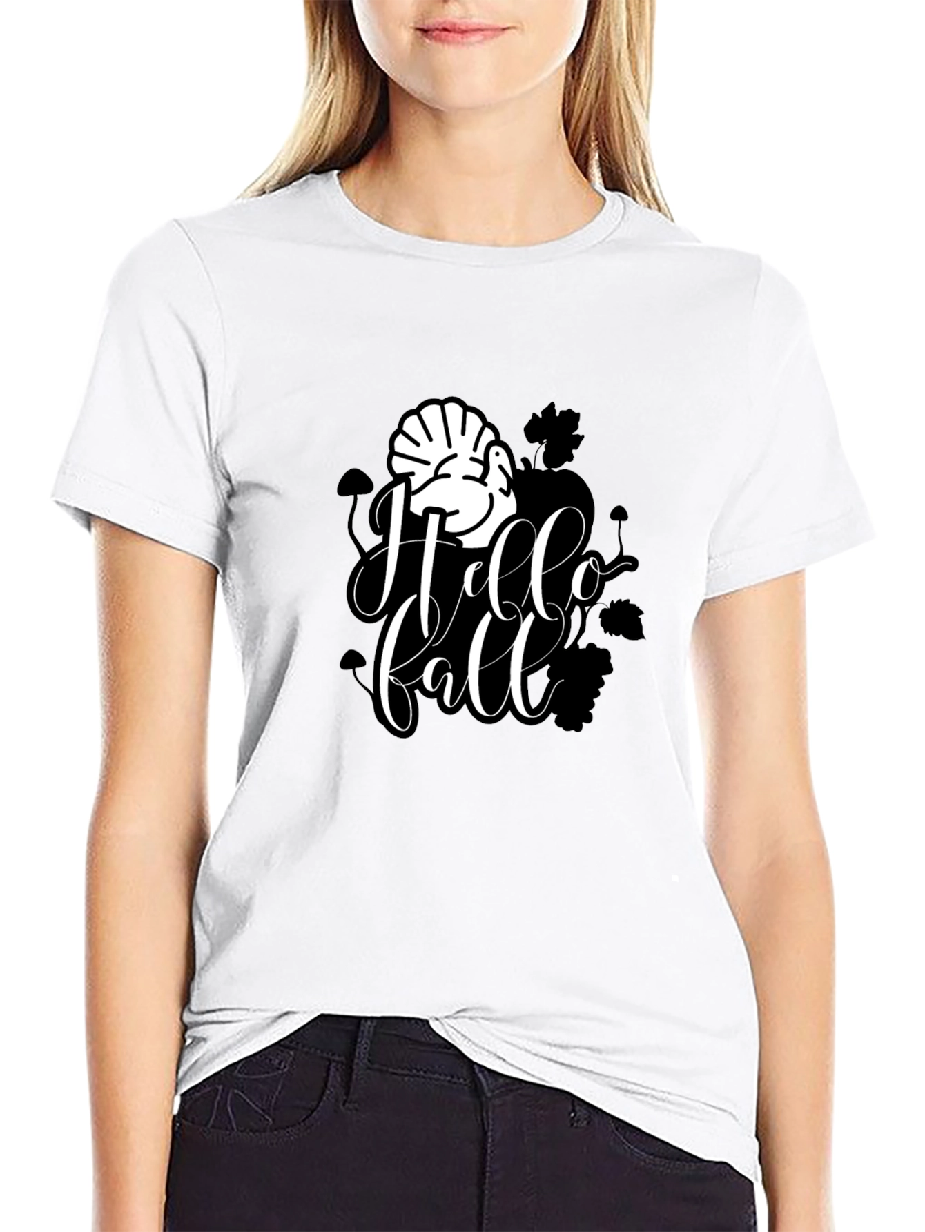 Hello Fall Turkey Graphic Tee - Thanksgiving T-Shirt