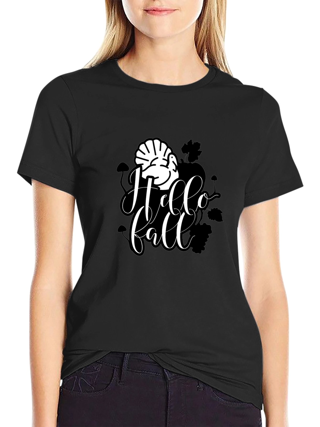 Hello Fall Turkey Graphic Tee - Thanksgiving T-Shirt