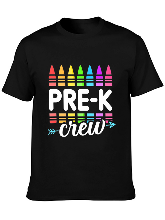 Pre-K Crew Teacher Shirt Rainbow Crayon Design