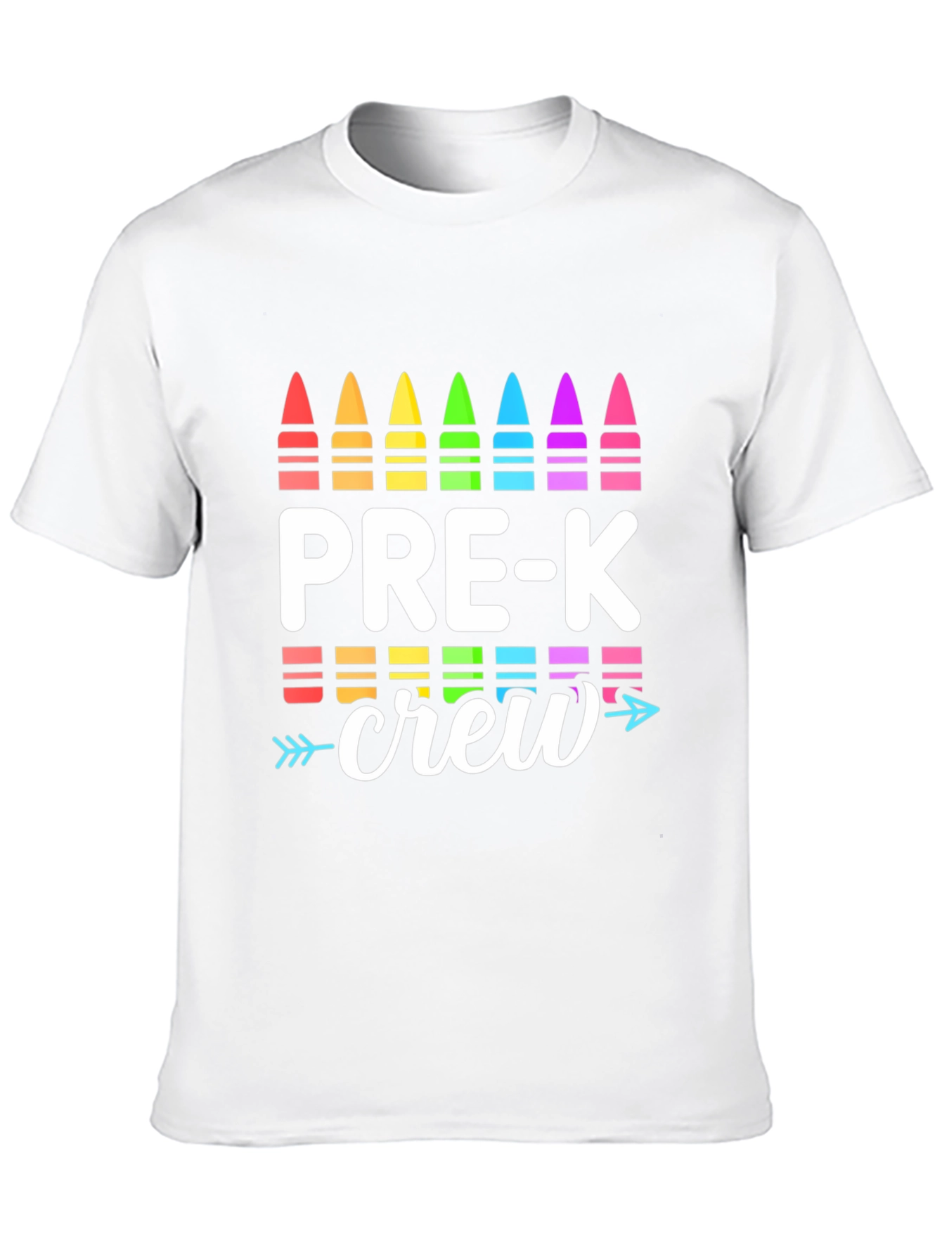 Pre-K Crew Teacher Shirt Rainbow Crayon Design