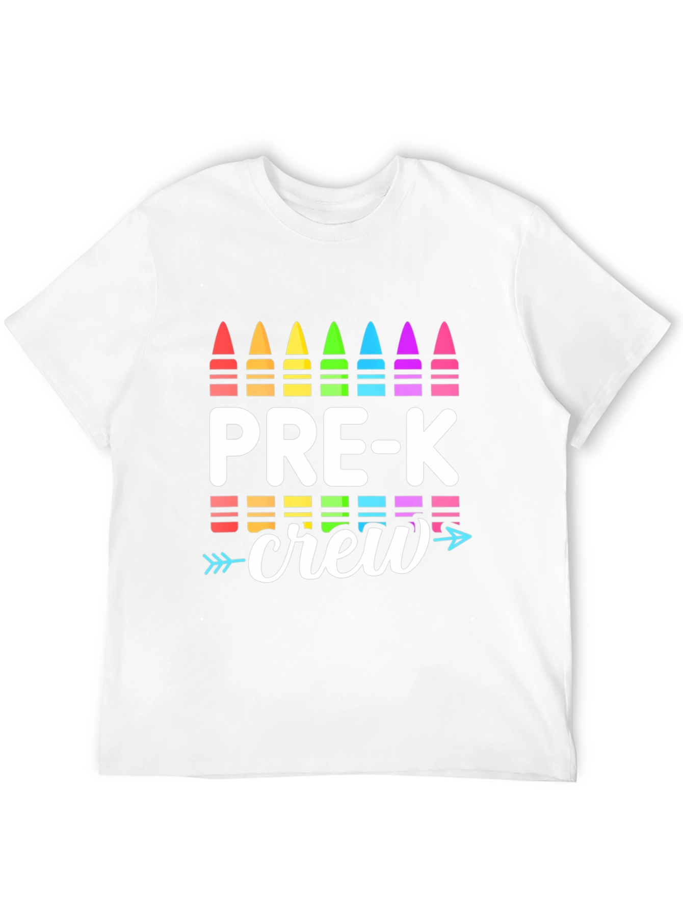 Pre-K Crew Teacher Shirt Rainbow Crayon Design