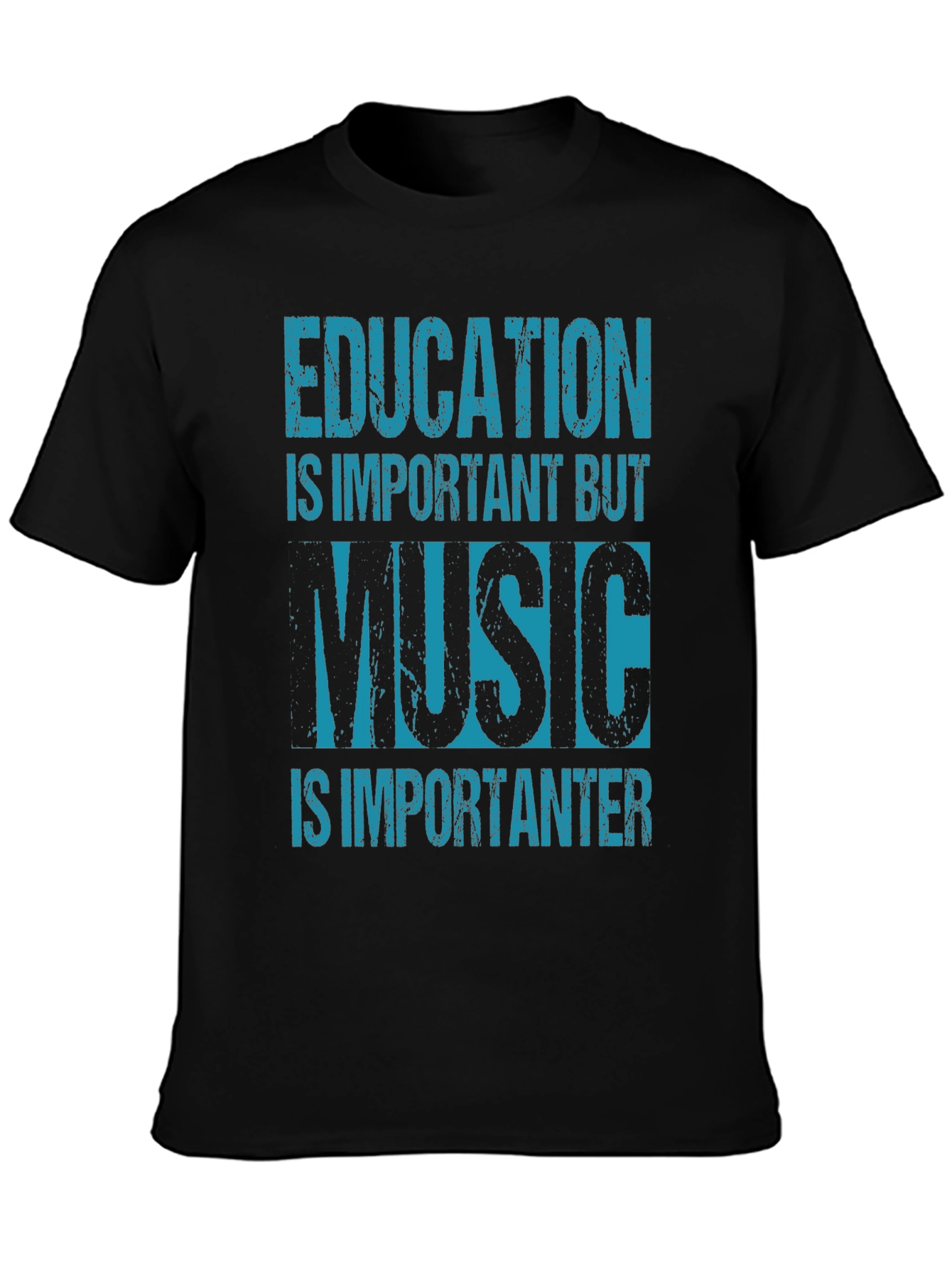 Education Music Graphic Tee - Black Cotton Blend
