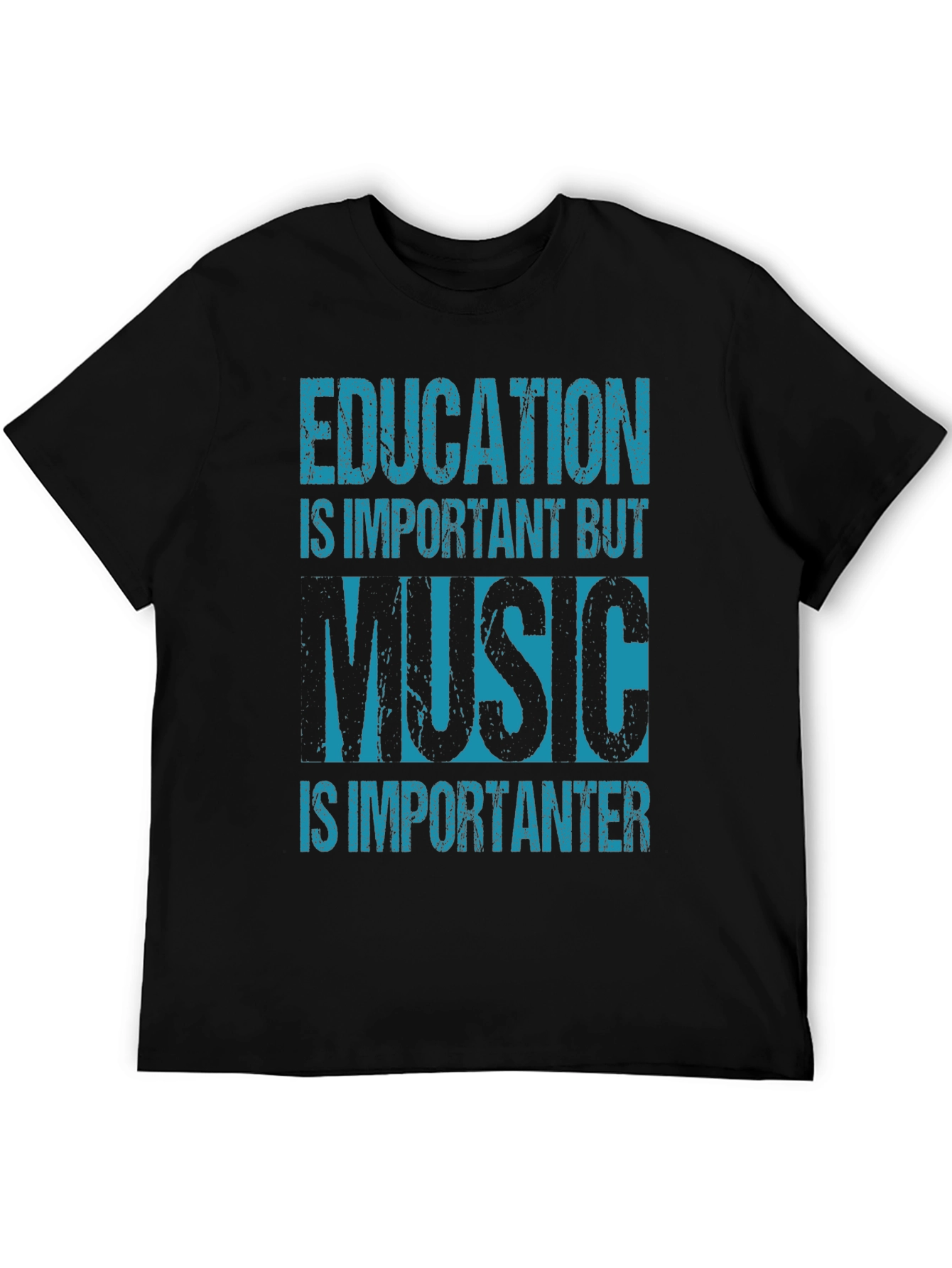 Education Music Graphic Tee - Black Cotton Blend