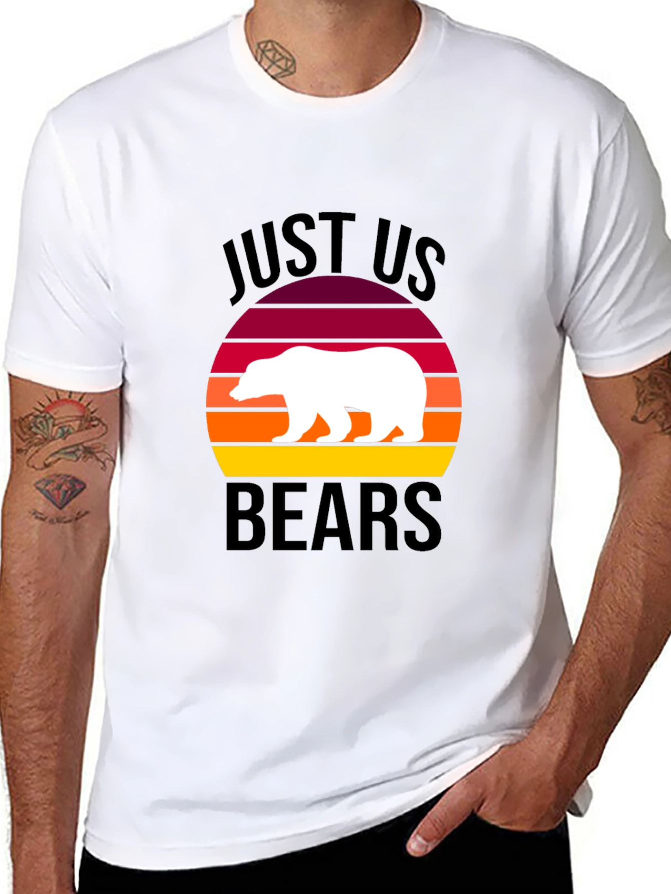 Just Us Bears Graphic Tee - Sunset Bear Shirt