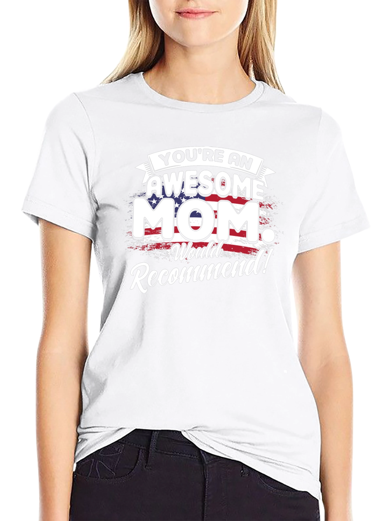 Awesome Mom Graphic Tee - Patriotic Mothers Day T-Shirt