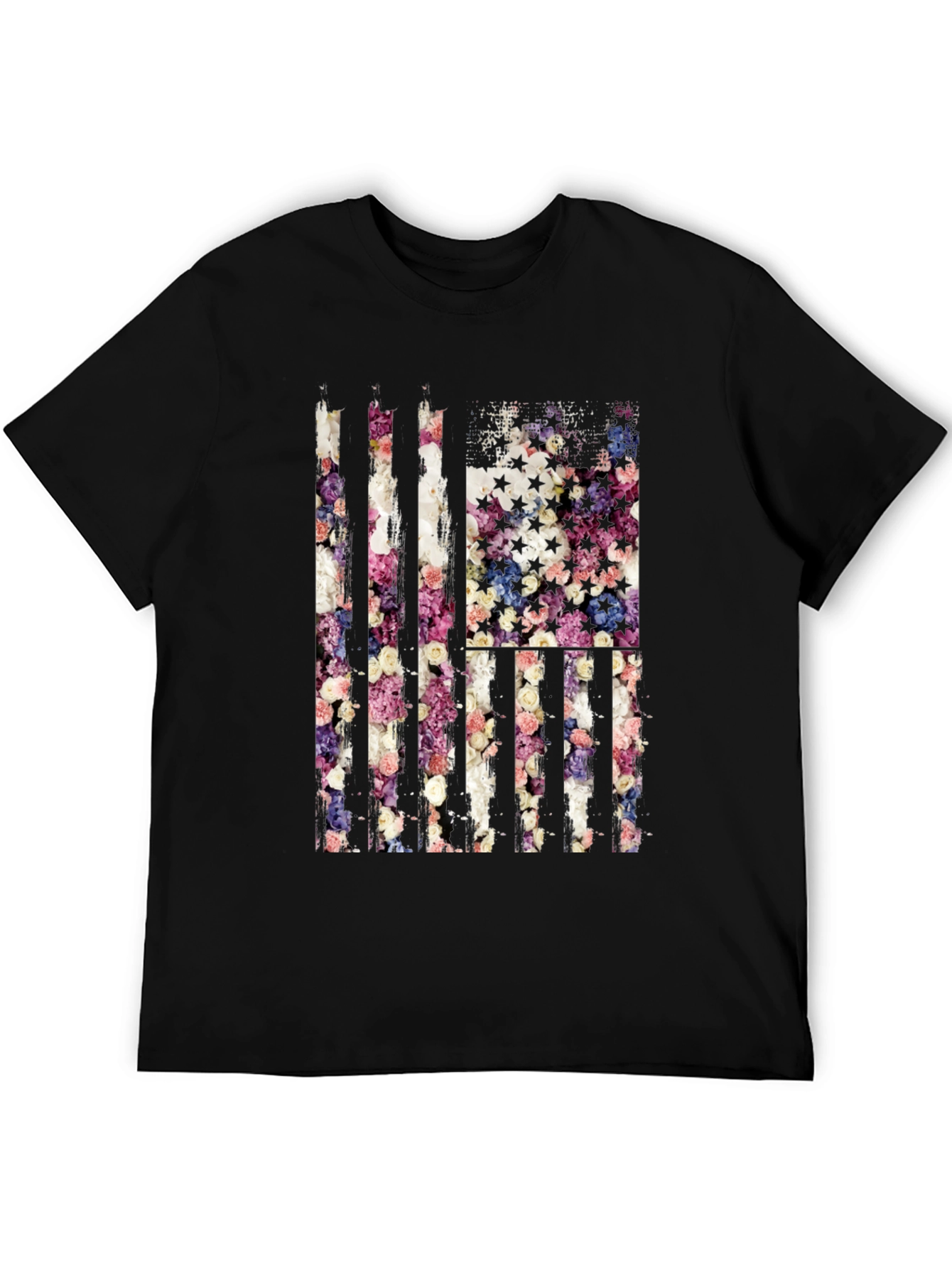 Floral American Flag T-Shirt - Patriotic USA Pride