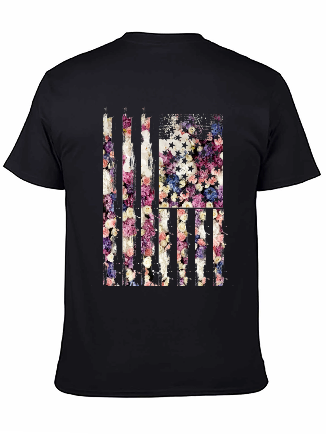 Floral American Flag T-Shirt - Patriotic USA Pride