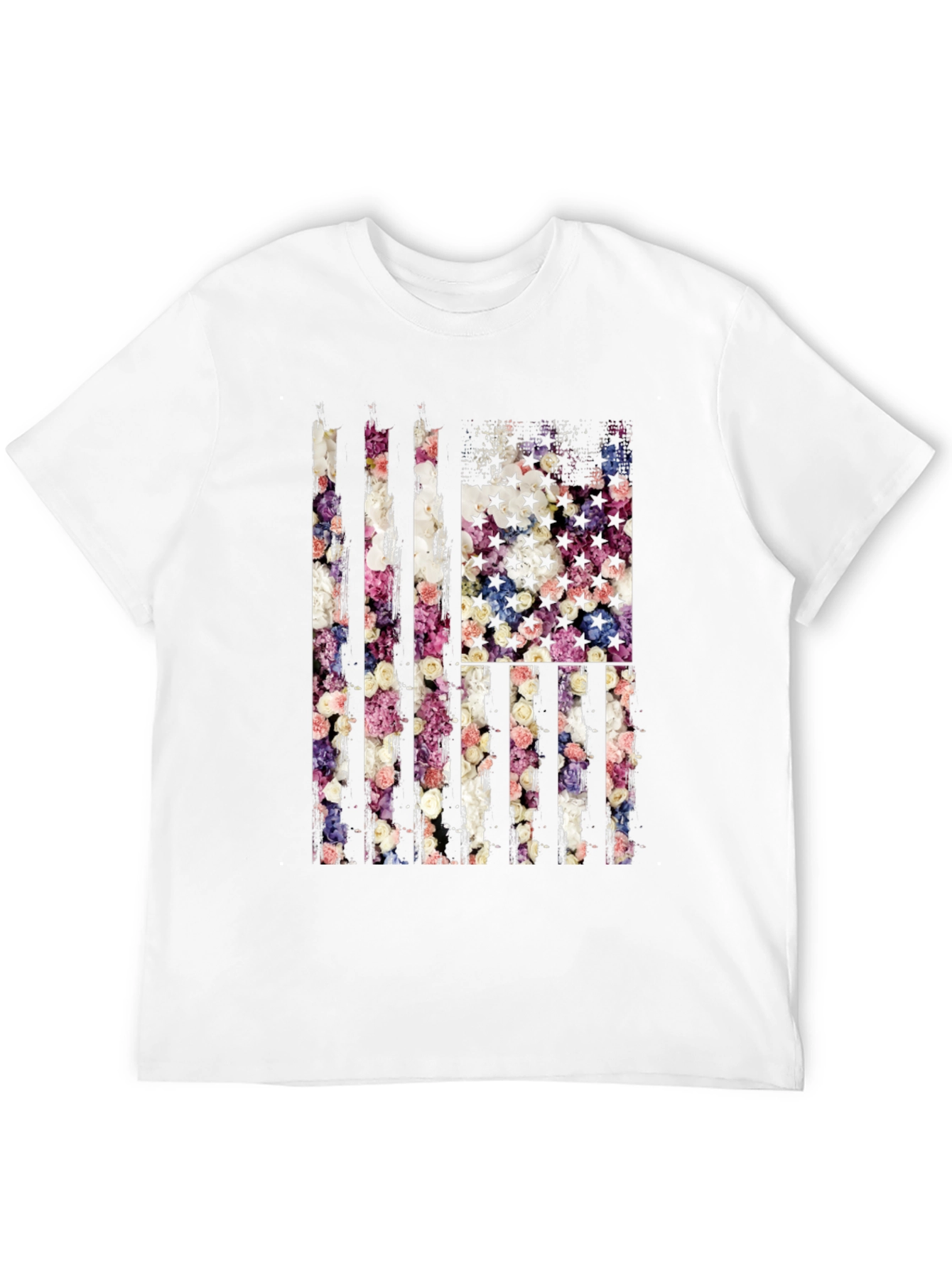 Floral American Flag T-Shirt - Patriotic USA Pride