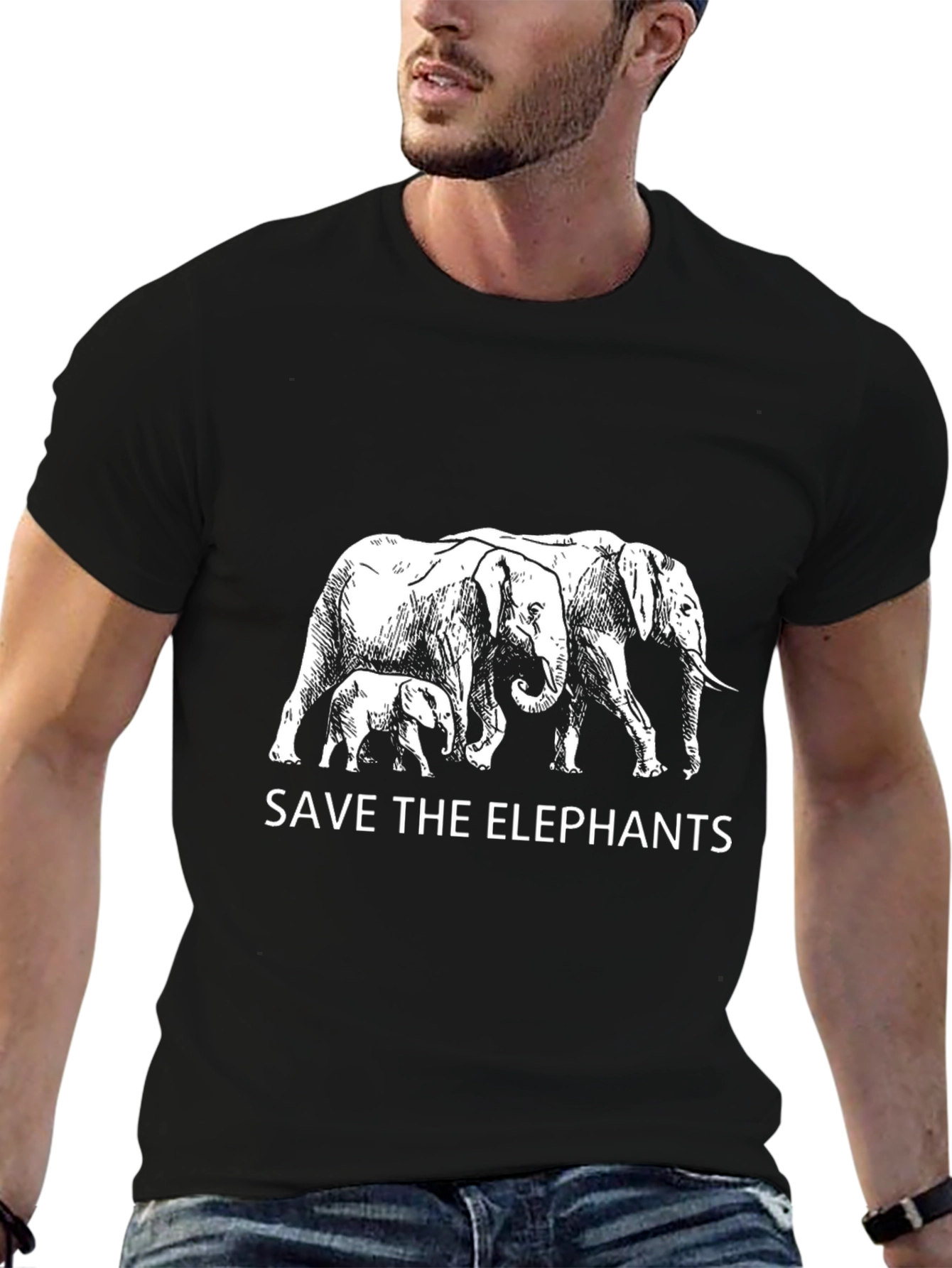 Save the Elephants Graphic Tee - Black Cotton