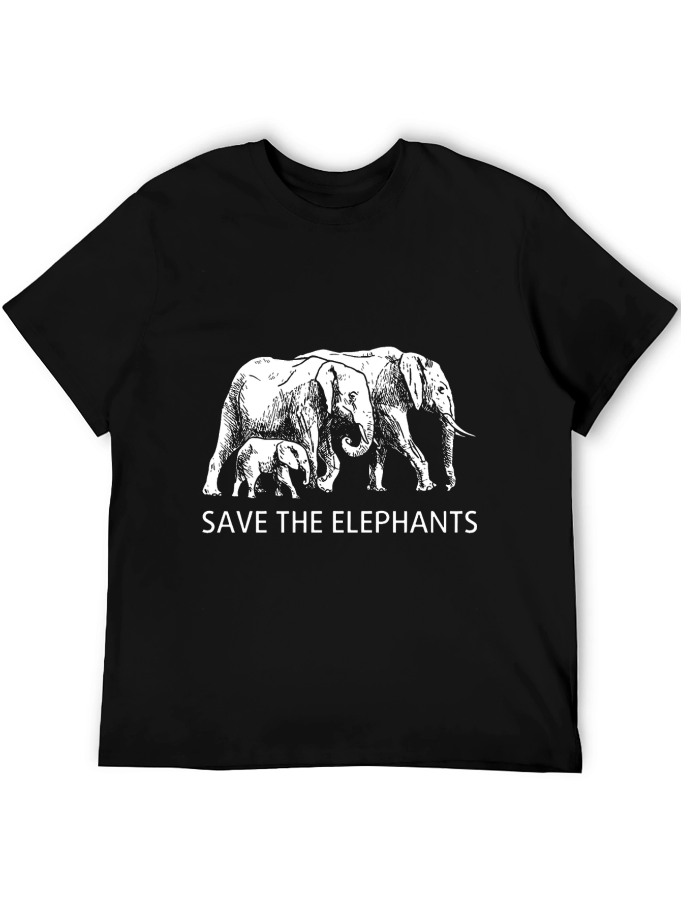 Save the Elephants Graphic Tee - Black Cotton