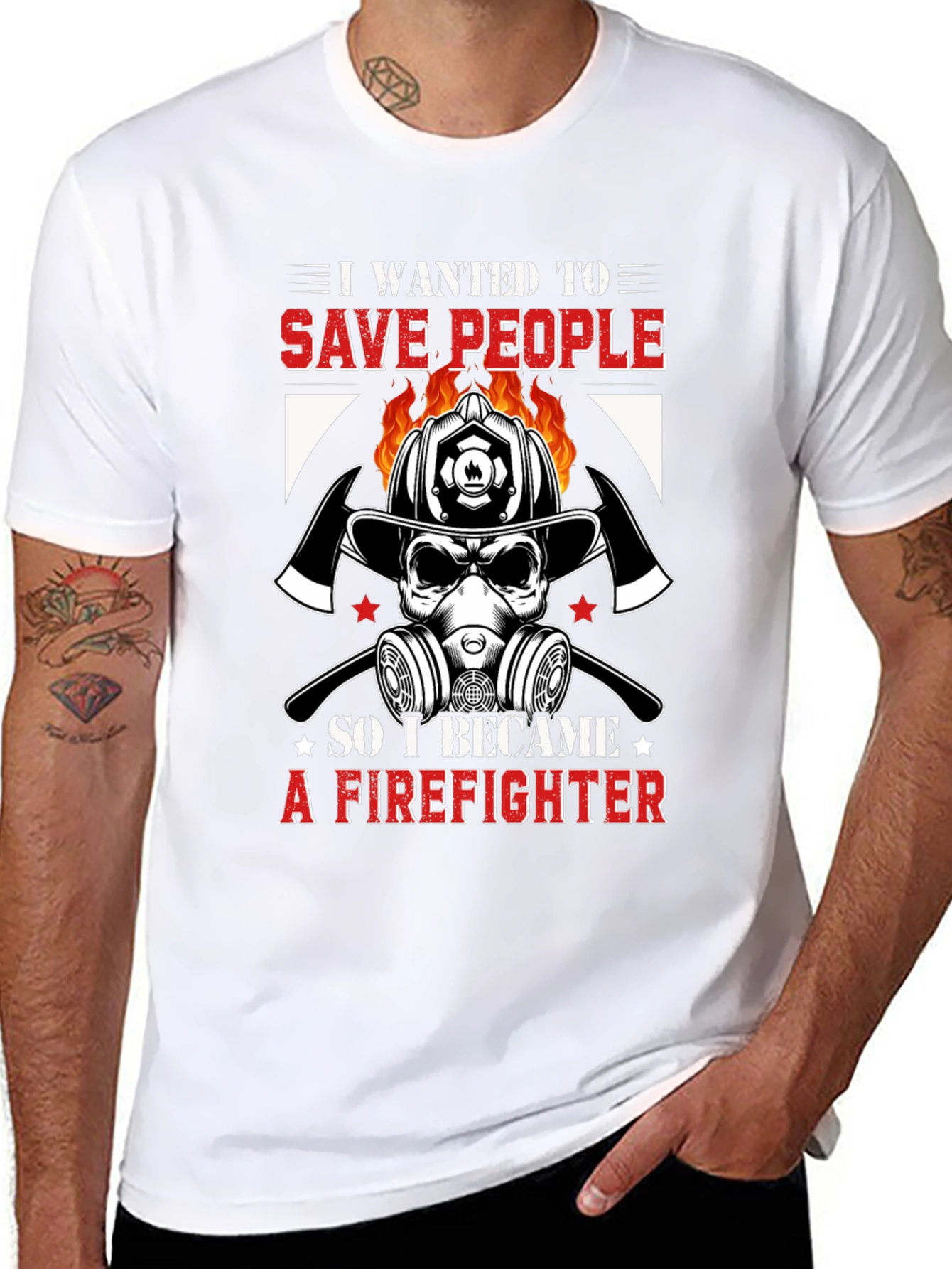 Firefighter Save People T-Shirt Black