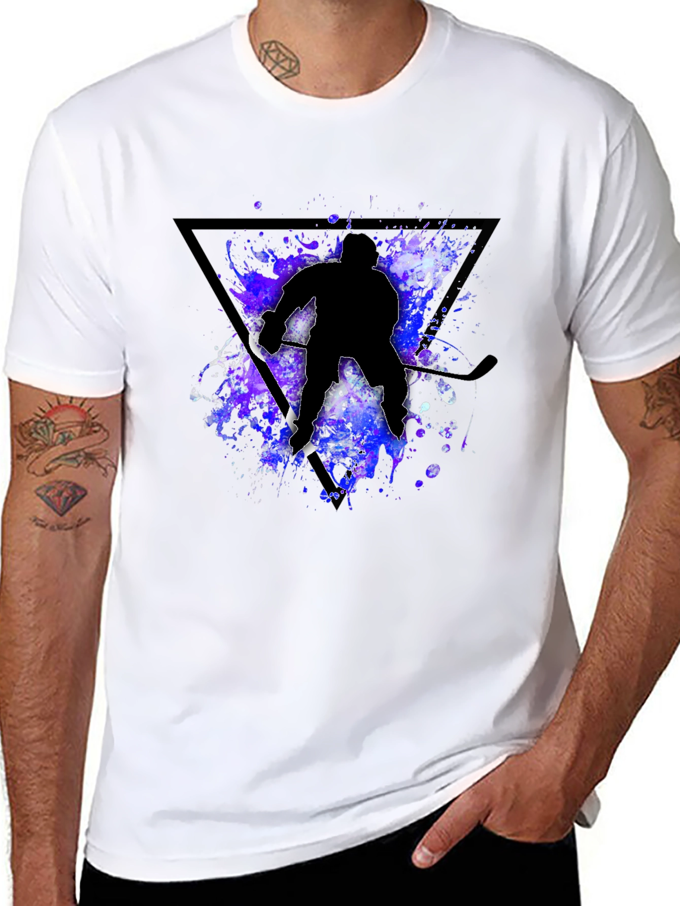 Hockey Player Silhouette T-Shirt - Black