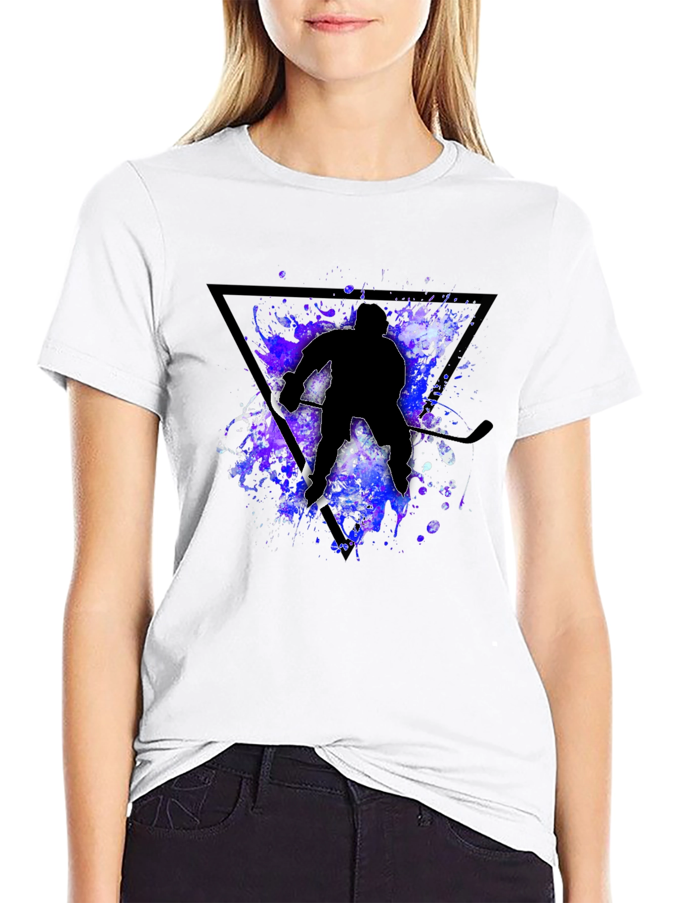 Hockey Player Silhouette T-Shirt - Black