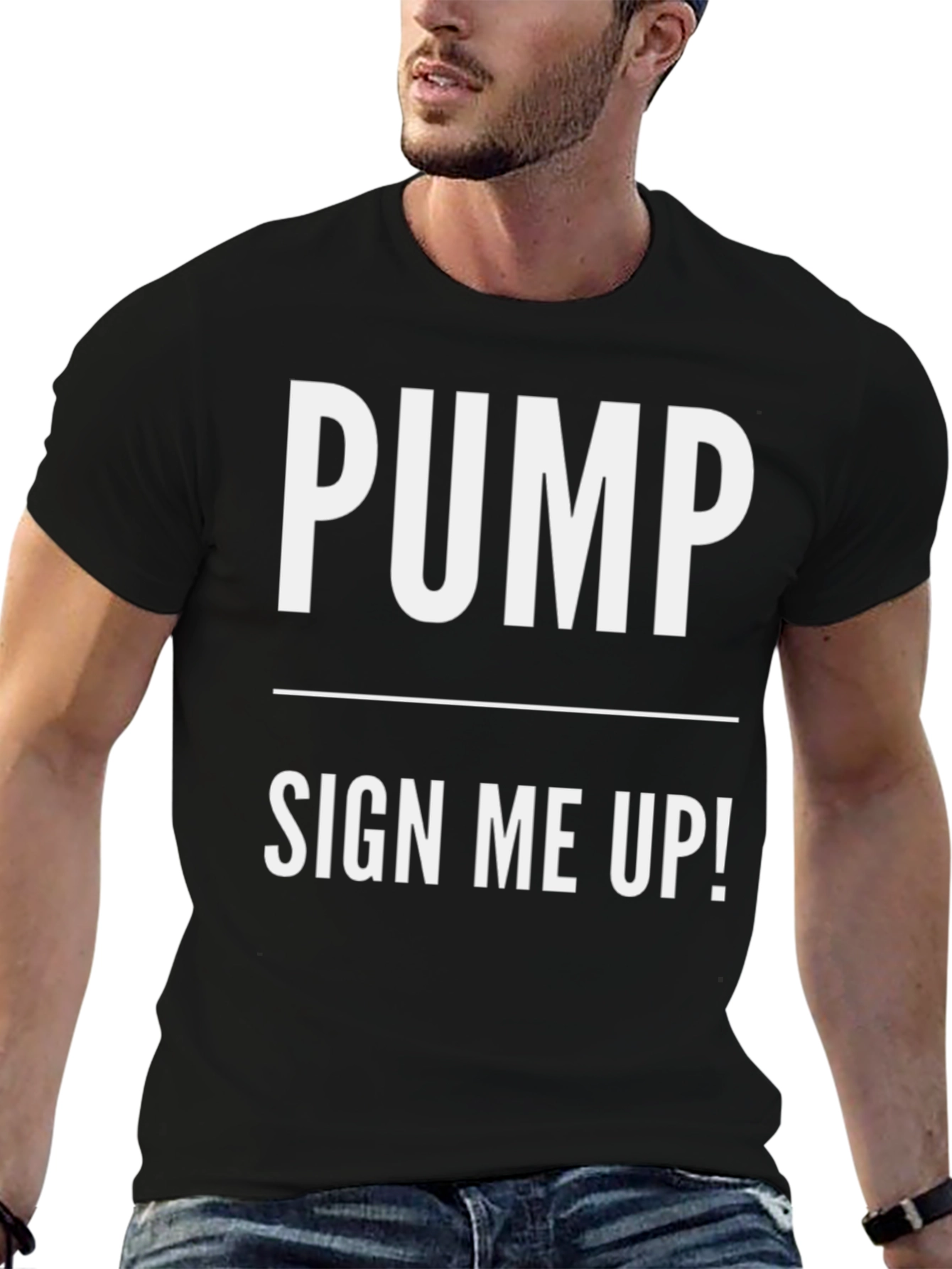 Pump Sign Me Up! Black Cotton T-Shirt