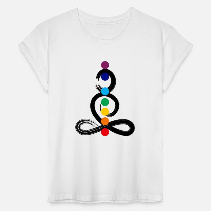 Yoga Position & Seven Chakras: Black Ink Vector