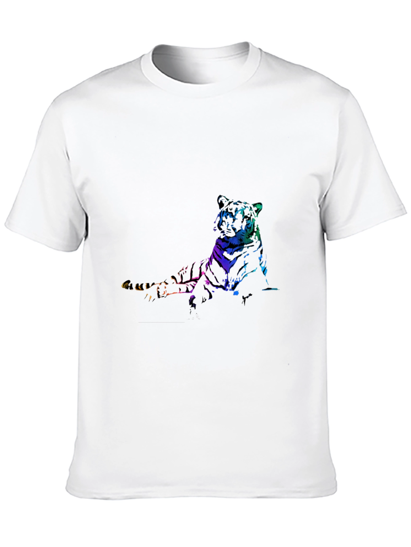 Rainbow Tiger Graphic Print Black T-Shirt