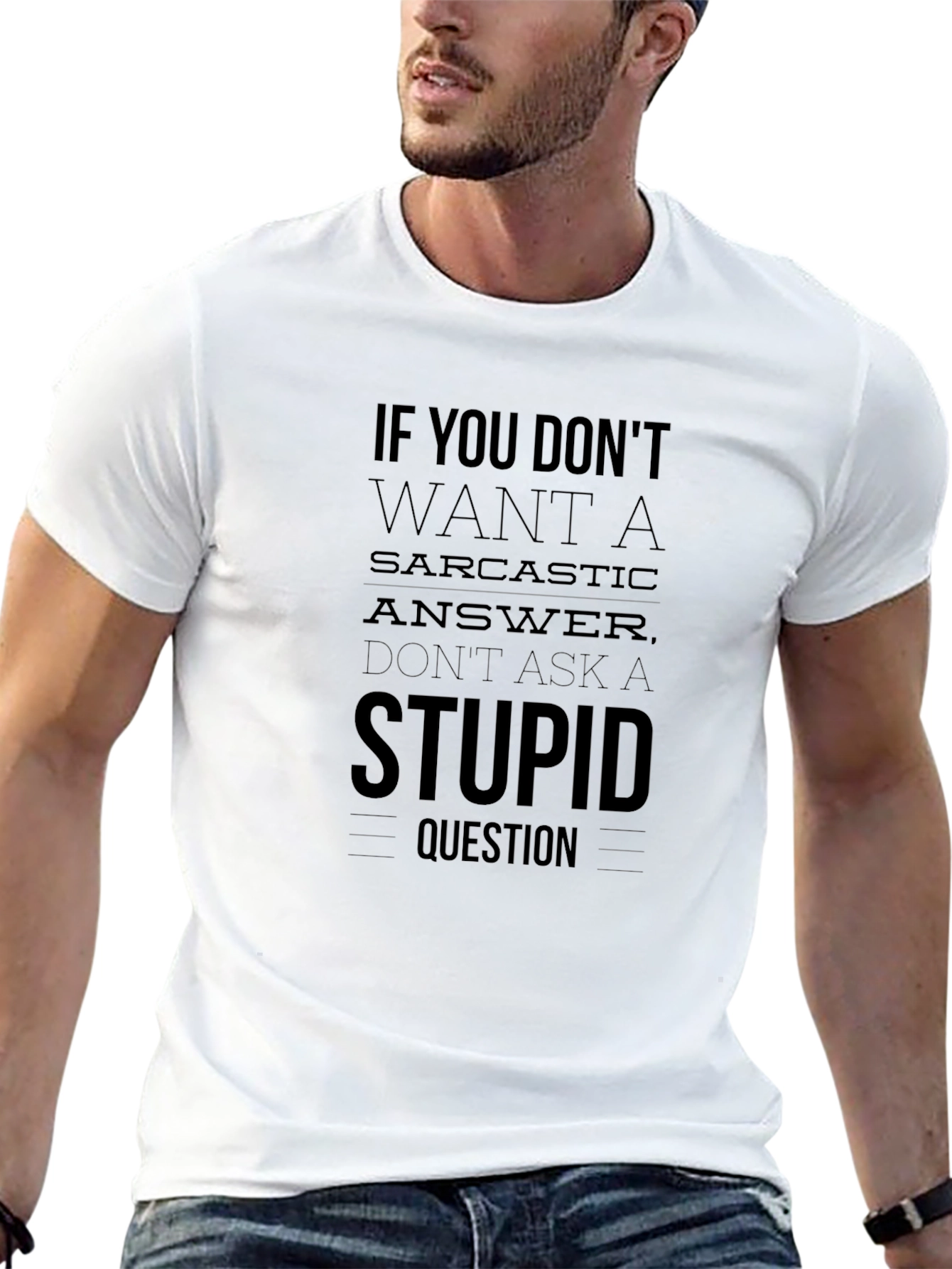 Sarcastic Answer Graphic T-Shirt - Black