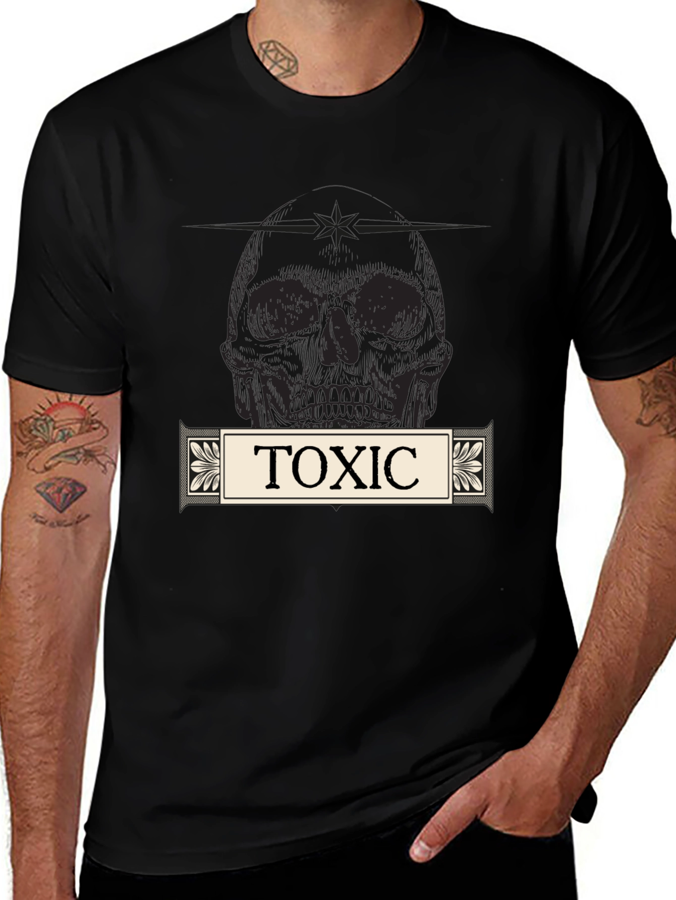 Toxic Skull Graphic Black T-Shirt