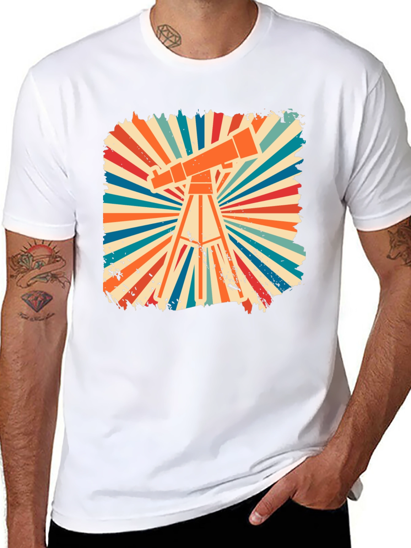 Retro Telescope Graphic Tee - Astronomy Enthusiast Shirt