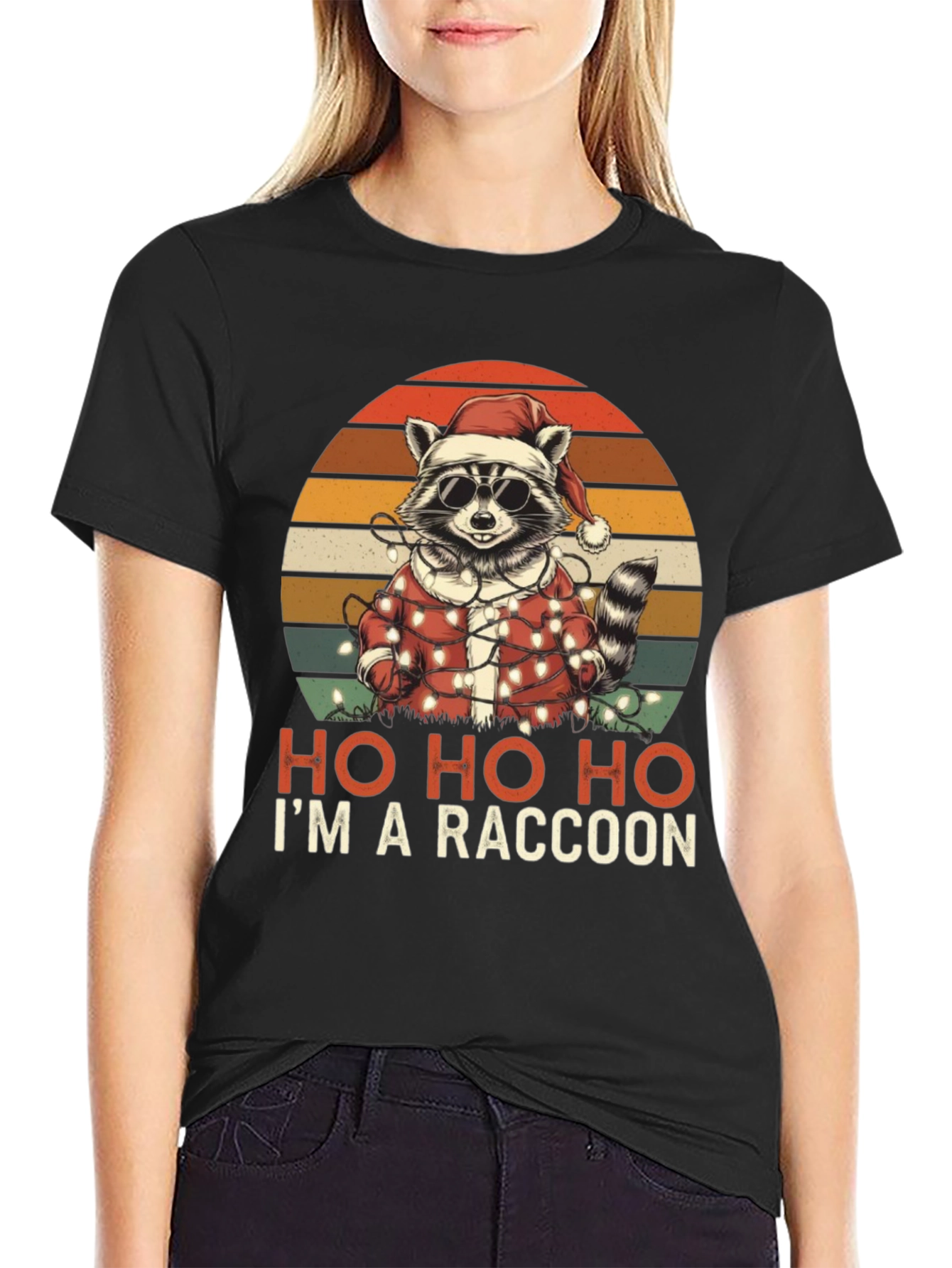 Ho Ho Ho Im A Raccoon Christmas T-Shirt