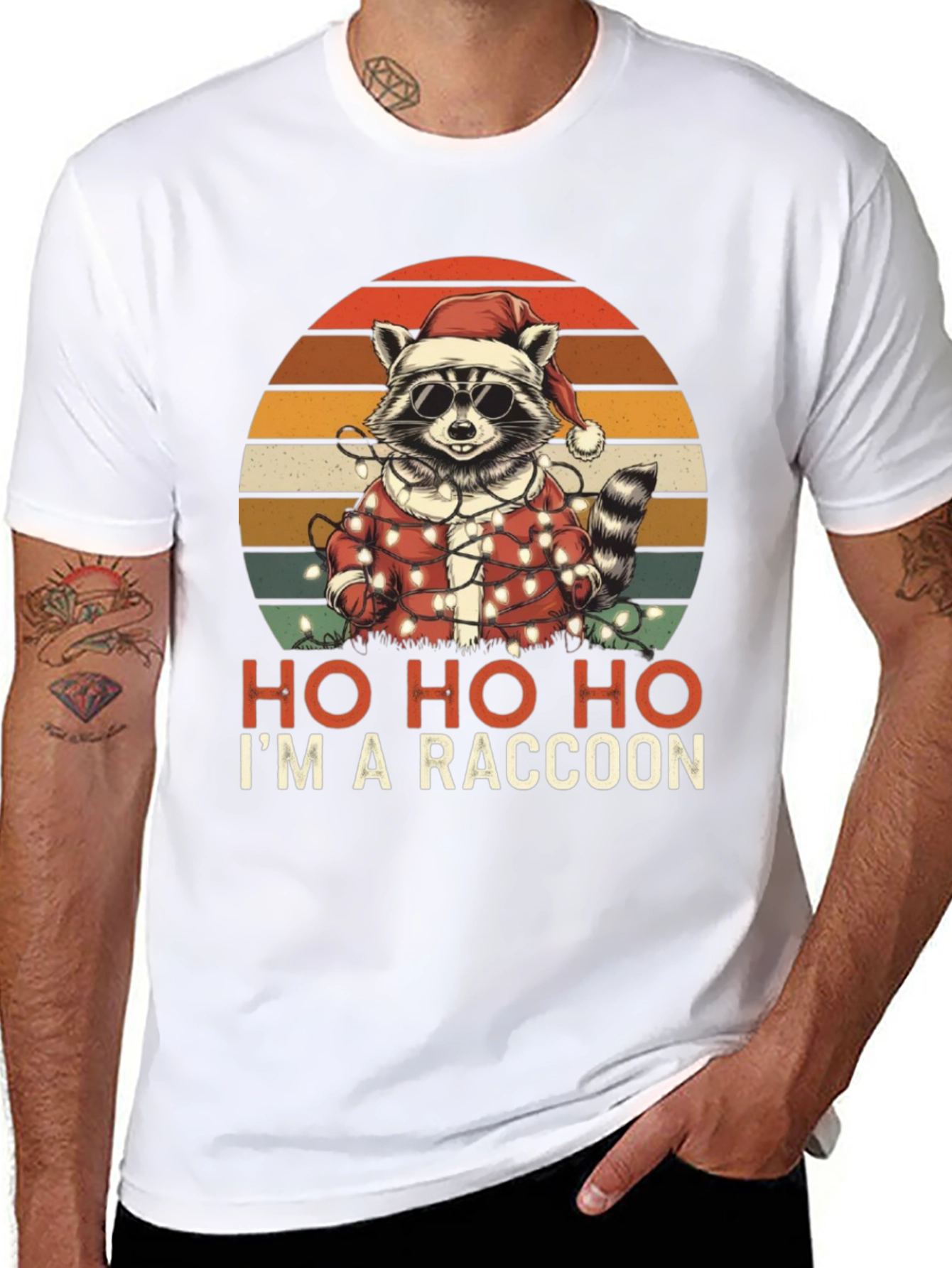 Ho Ho Ho Im A Raccoon Christmas T-Shirt