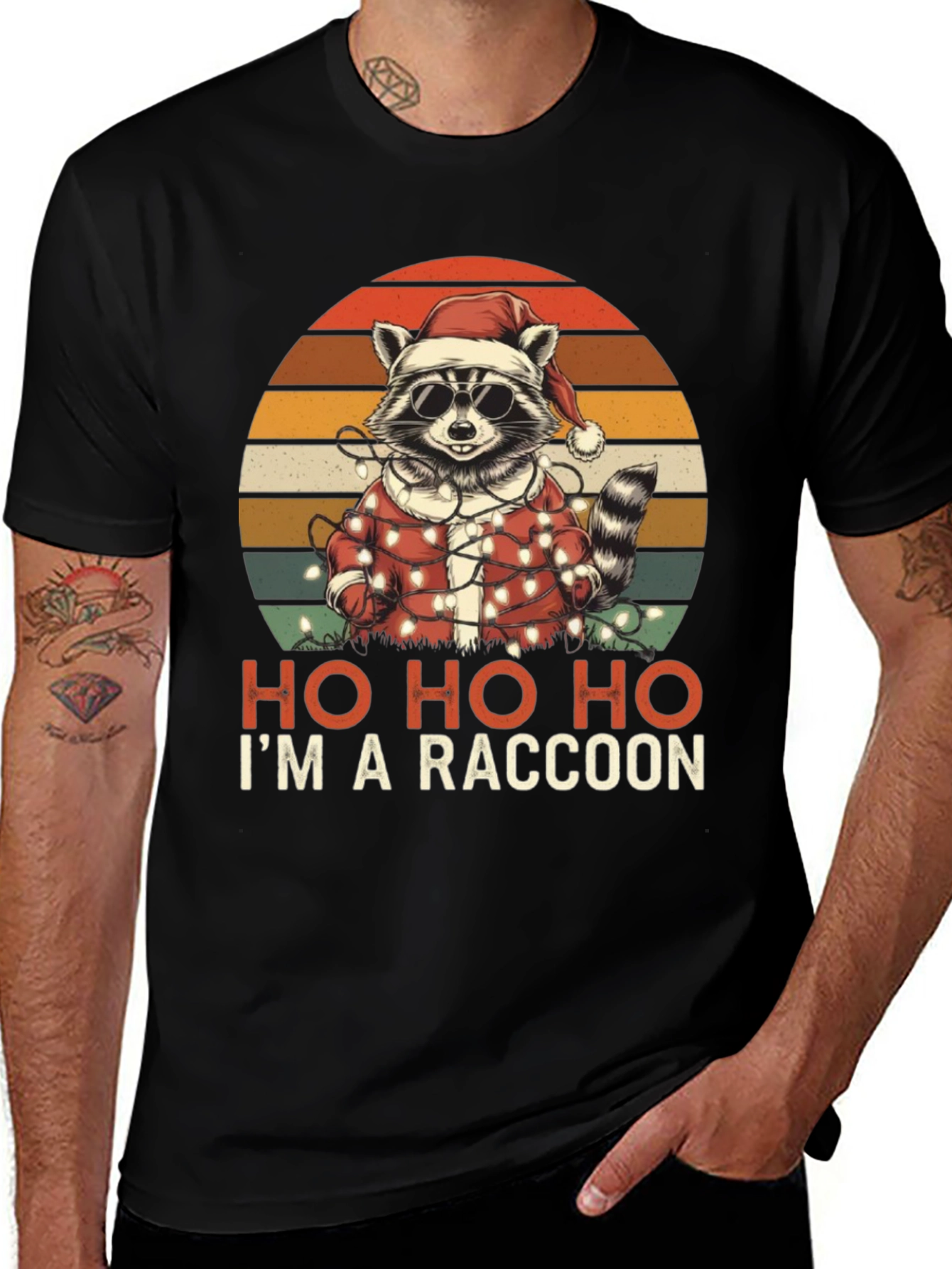 Ho Ho Ho Im A Raccoon Christmas T-Shirt