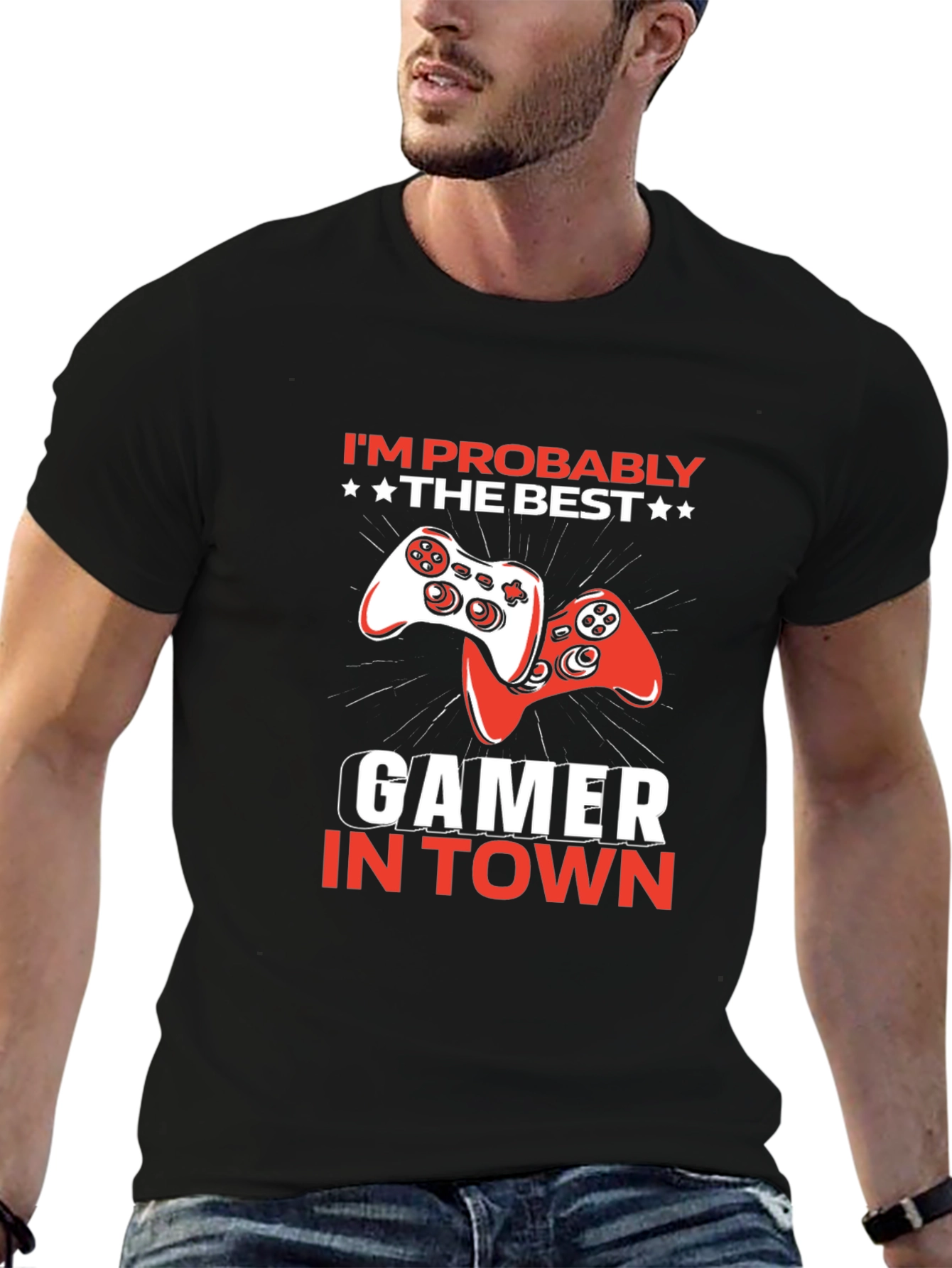 Gamer in Town Black T-Shirt - Play Station