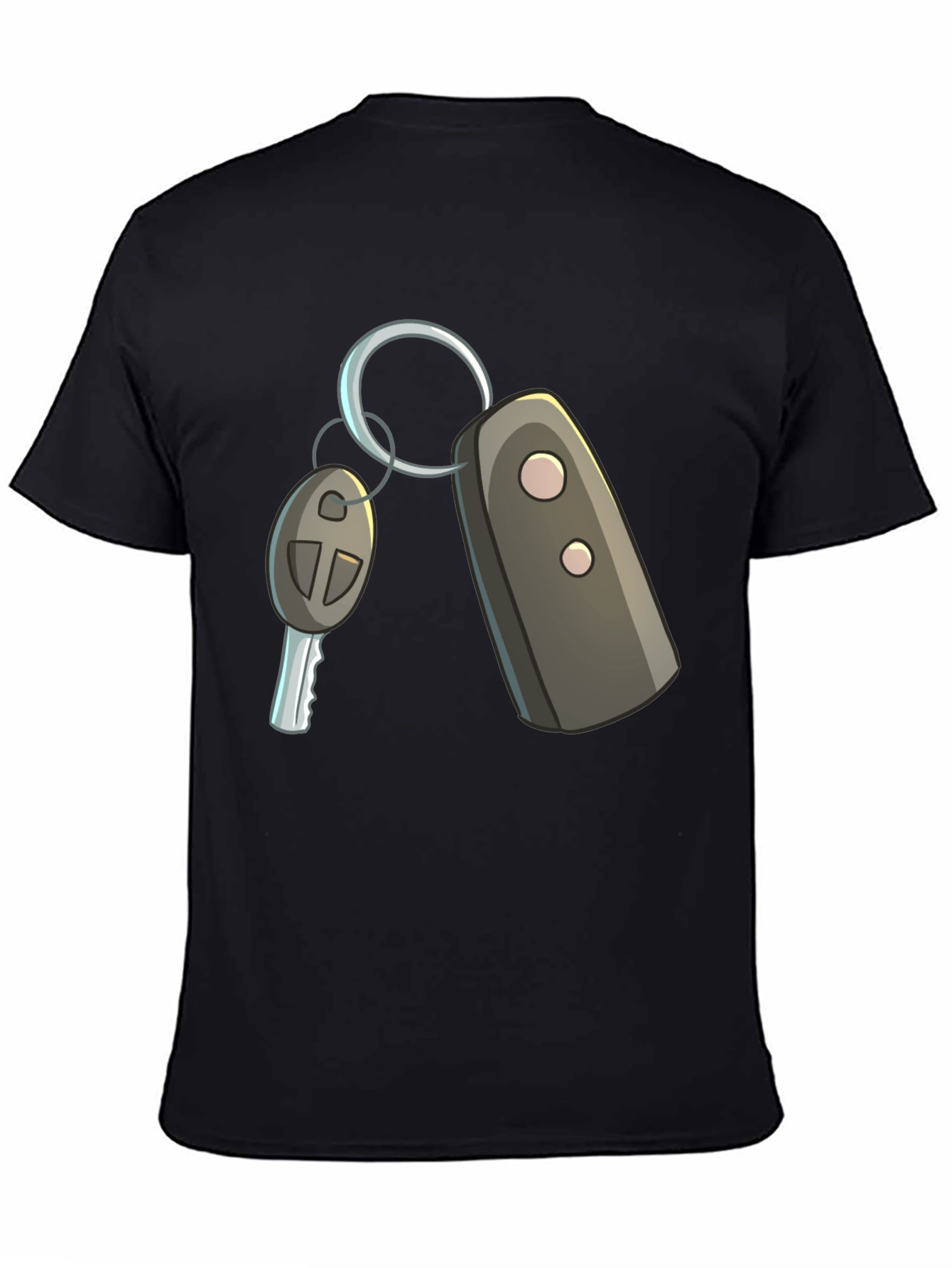 Cartoon Car Keys Graphic Tee - Black