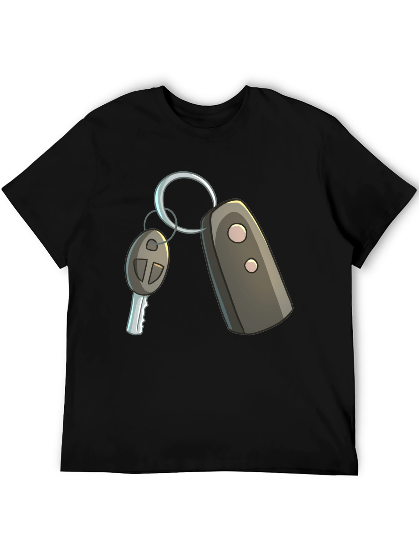 Cartoon Car Keys Graphic Tee - Black